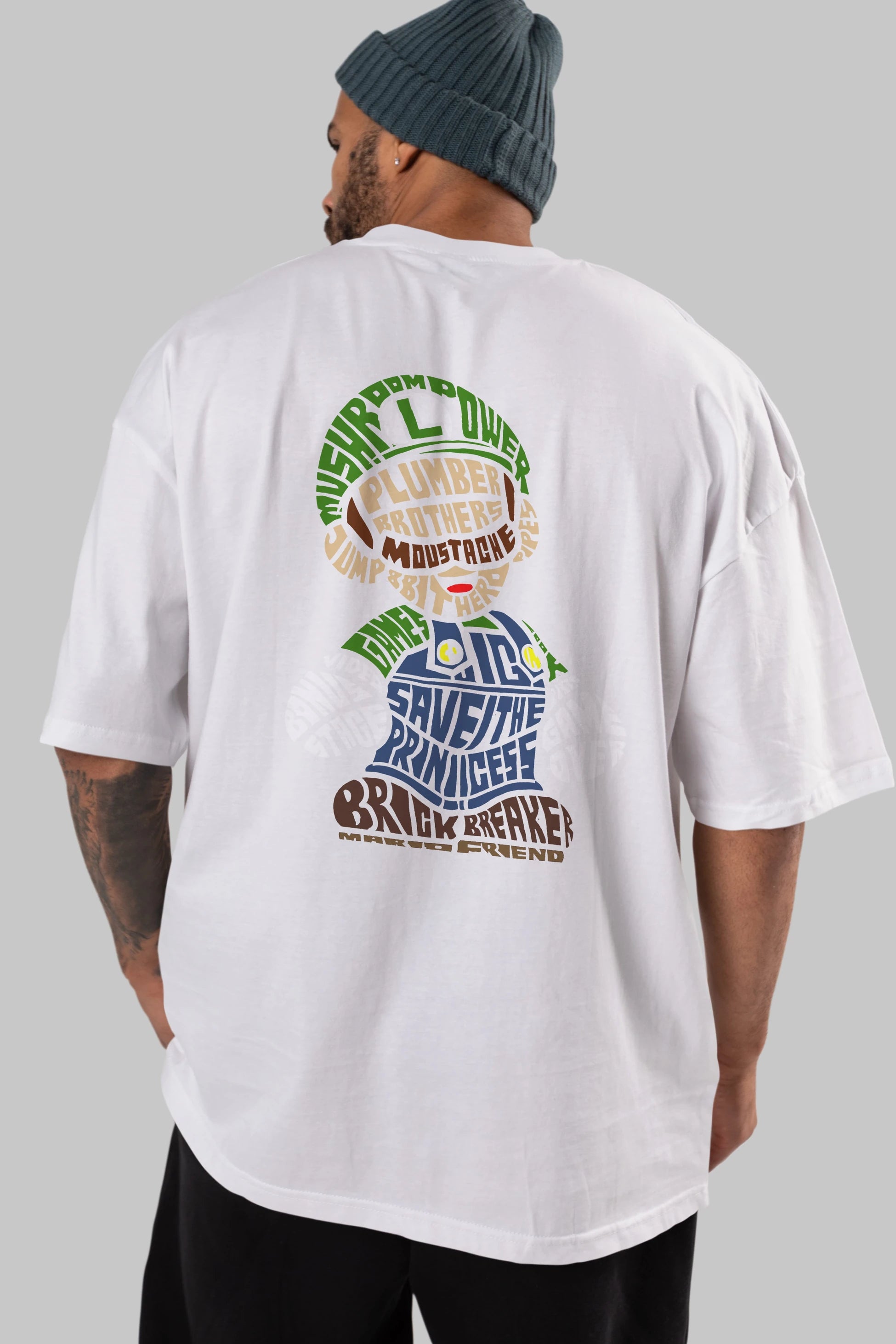 Plumber Brothers Arka Baskılı Oversize t-shirt %100 pamuk Erkek Kadın Unisex