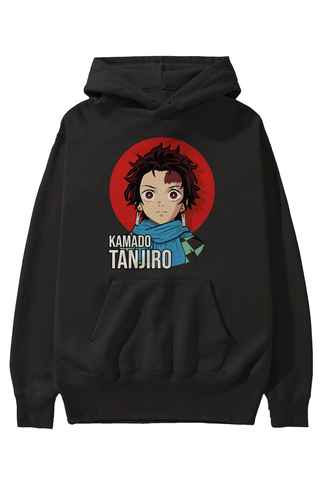 TANJIRO KAMADO Anime Ön Baskılı Hoodie Oversize Kapüşonlu Sweatshirt Erkek Kadın Unisex