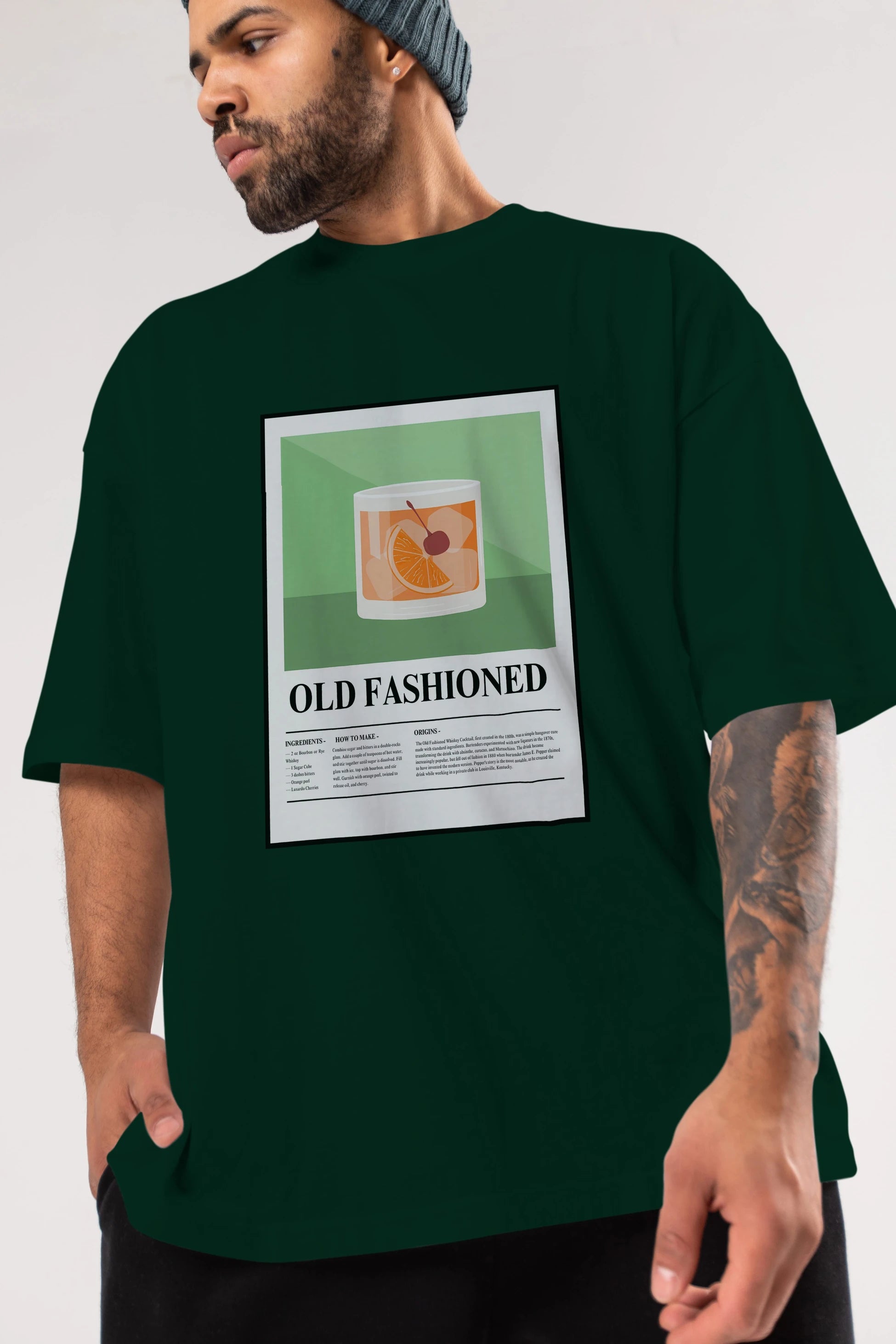 Old Fashioned Ön Baskılı Oversize t-shirt Erkek Kadın Unisex %100 Pamuk Bisiklet Yaka tişort