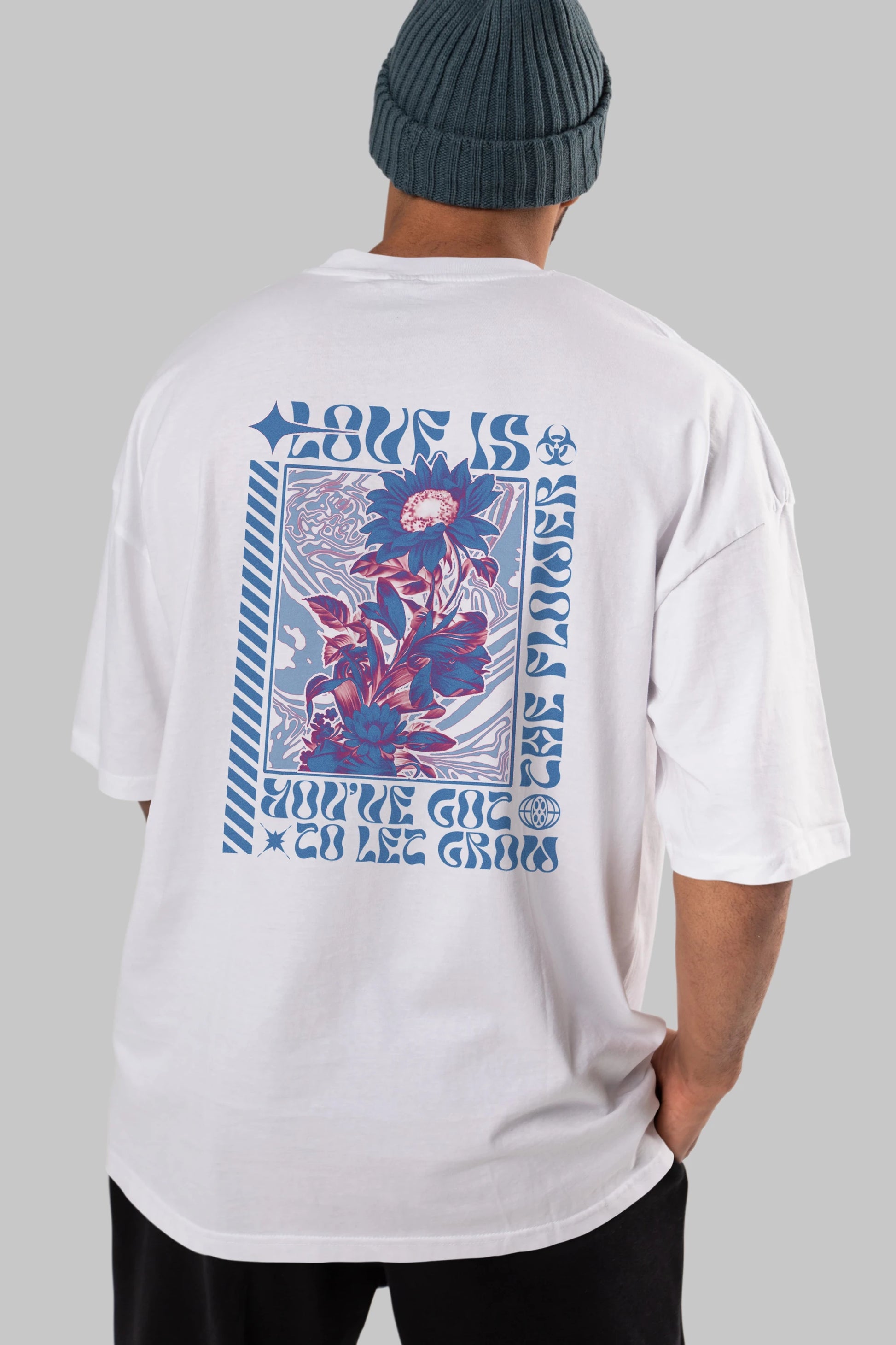 Love is the flower you've got to let grow Arka Baskılı Oversize t-shirt Erkek Kadın Unisex