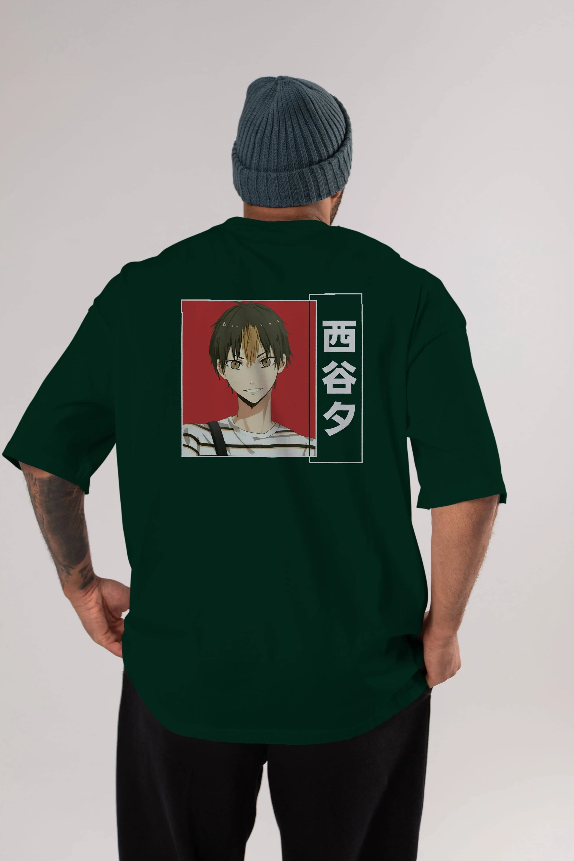 Yuu Nishinoya 1 Anime Arka Baskılı Oversize t-shirt Erkek Kadın Unisex