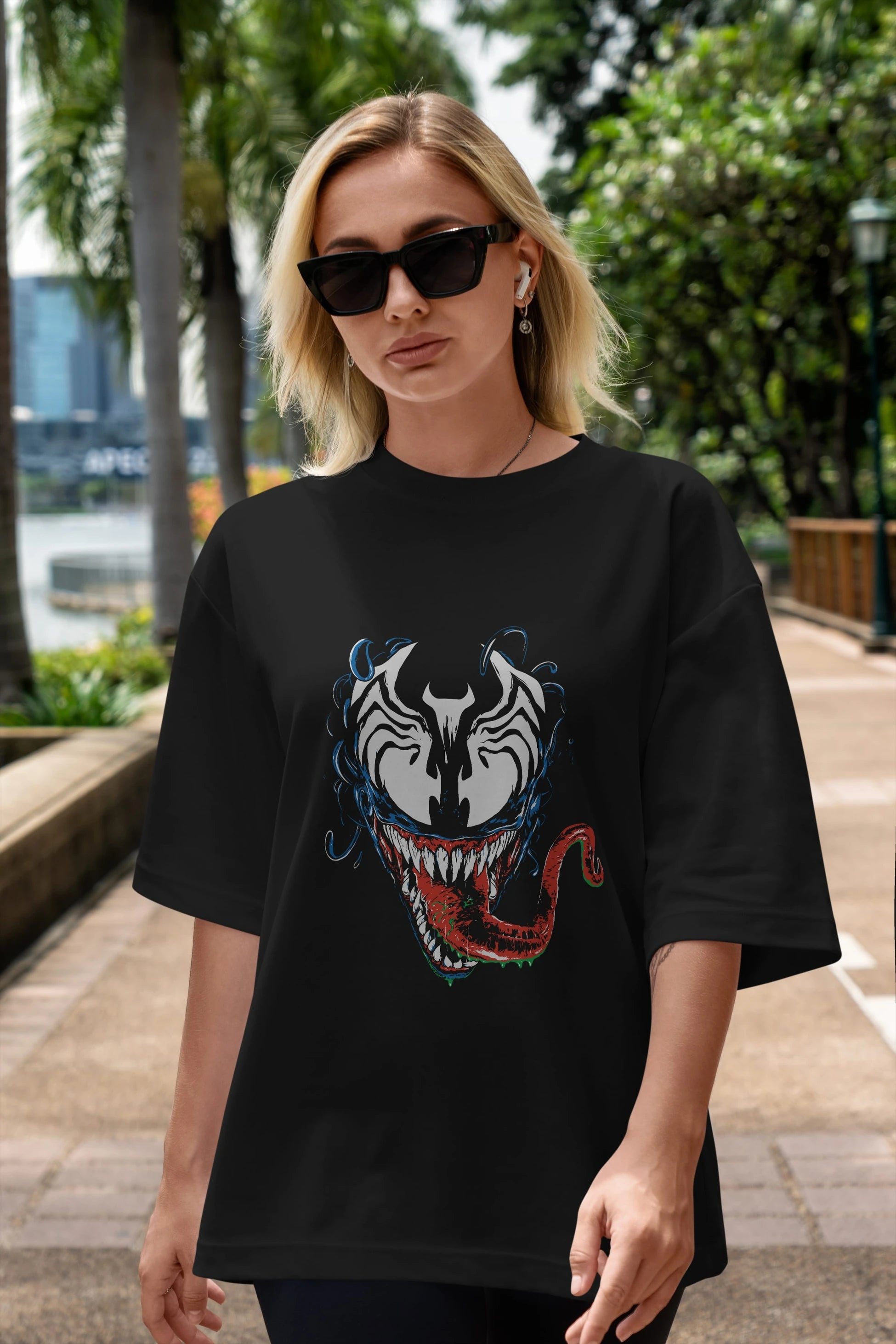 Venom (2) Ön Baskılı Oversize t-shirt Erkek Kadın Unisex %100 Pamuk Bisiklet Yaka tişort