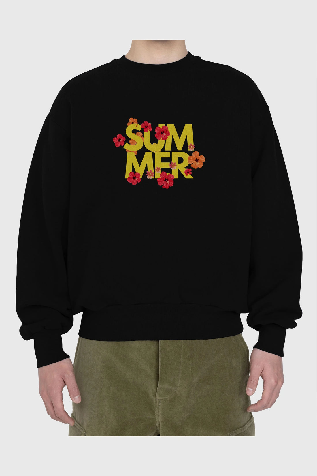 Summer Yazılı 2 Ön Baskılı Oversize Sweatshirt Erkek Kadın Unisex