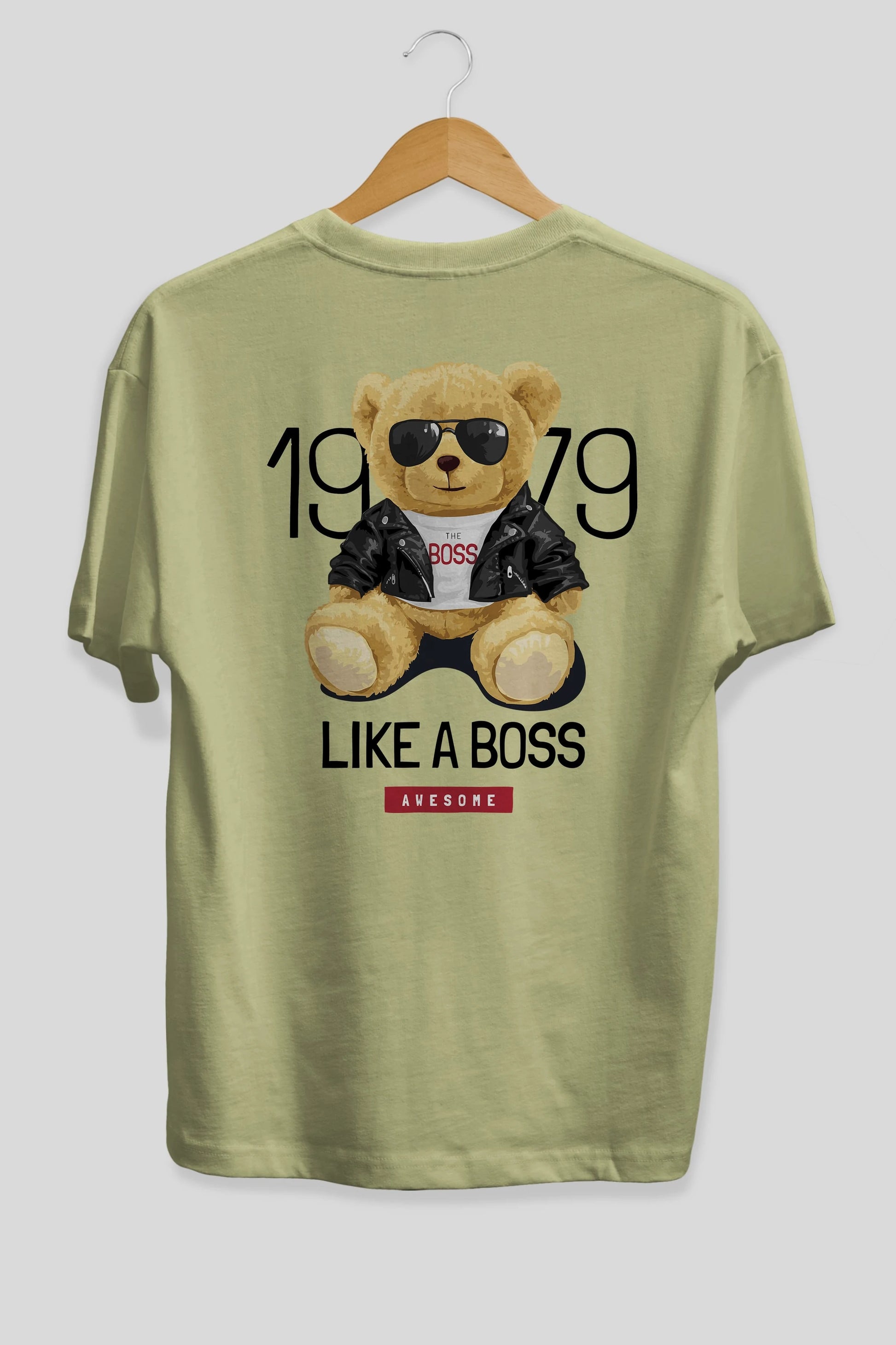 Teddy Bear Like A Boss Arka Baskılı Oversize t-shirt Erkek Kadın Unisex %100 Pamuk