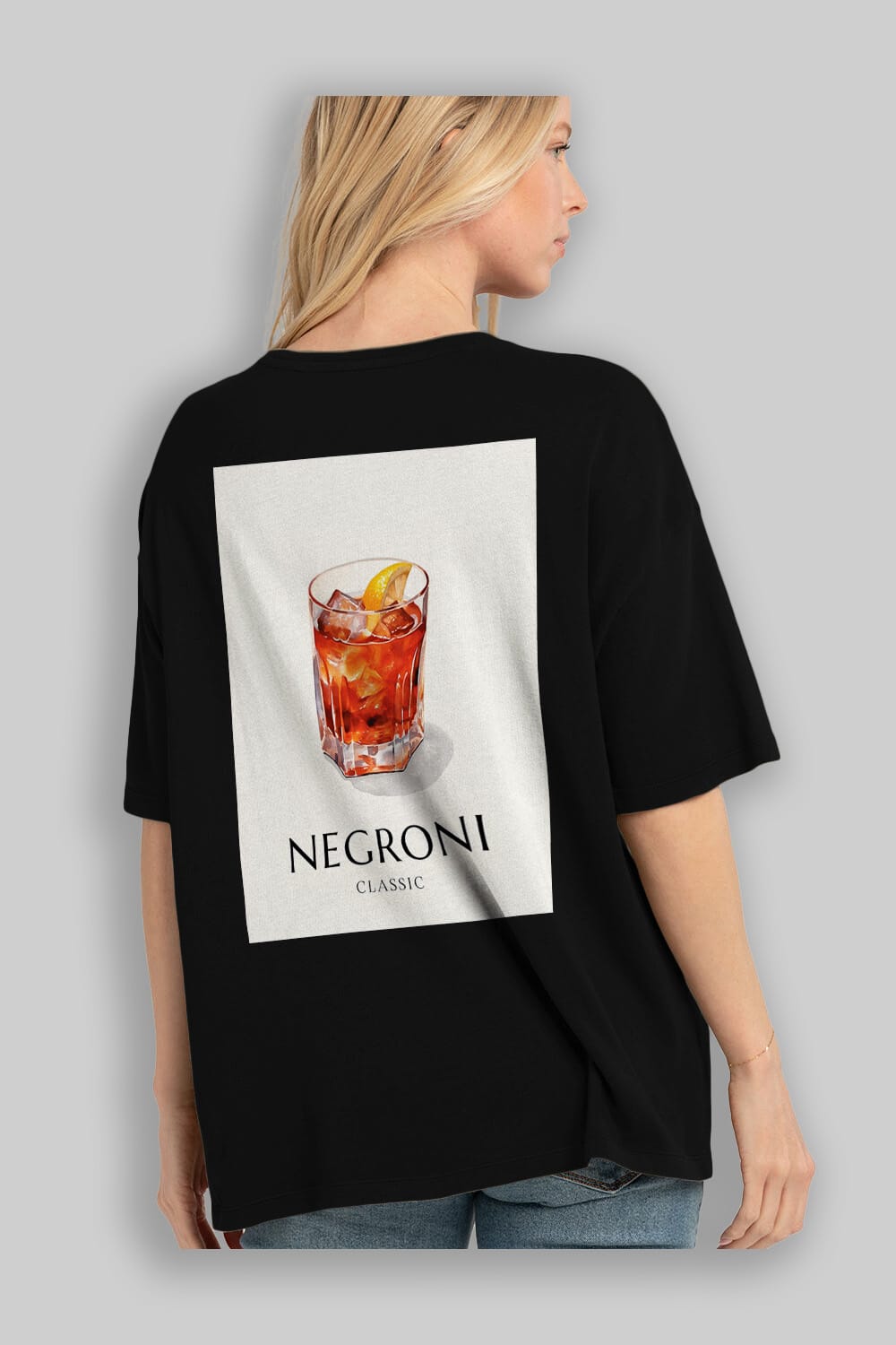 Negroni Classic Arka Baskılı Oversize t-shirt Erkek Kadın Unisex %100 Pamuk Bisiklet Yaka tişort