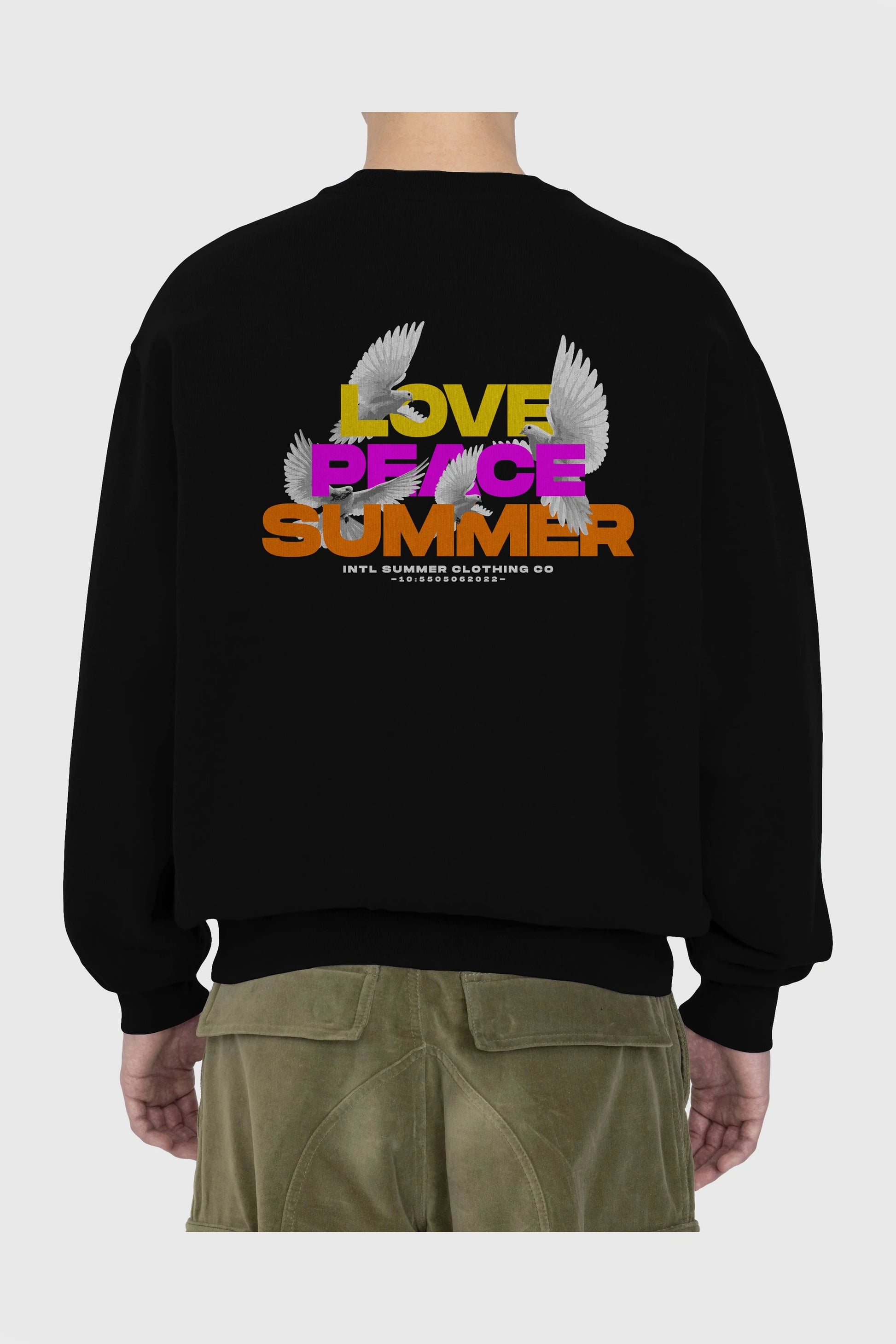 Love Peace Summer Arka Baskılı Oversize Sweatshirt Erkek Kadın Unisex