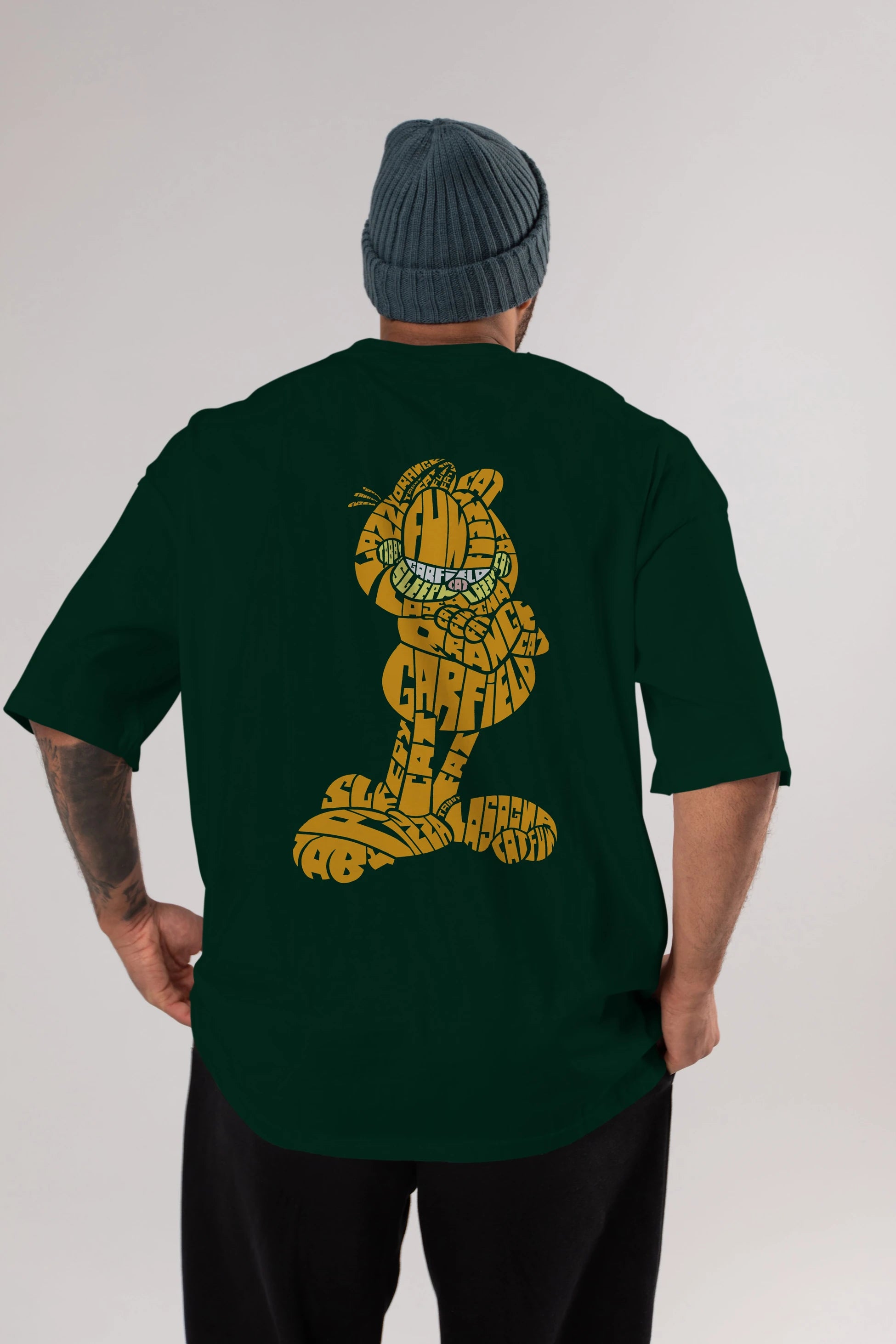 Garfield Arka Baskılı Oversize t-shirt %100 pamuk Erkek Kadın Unisex