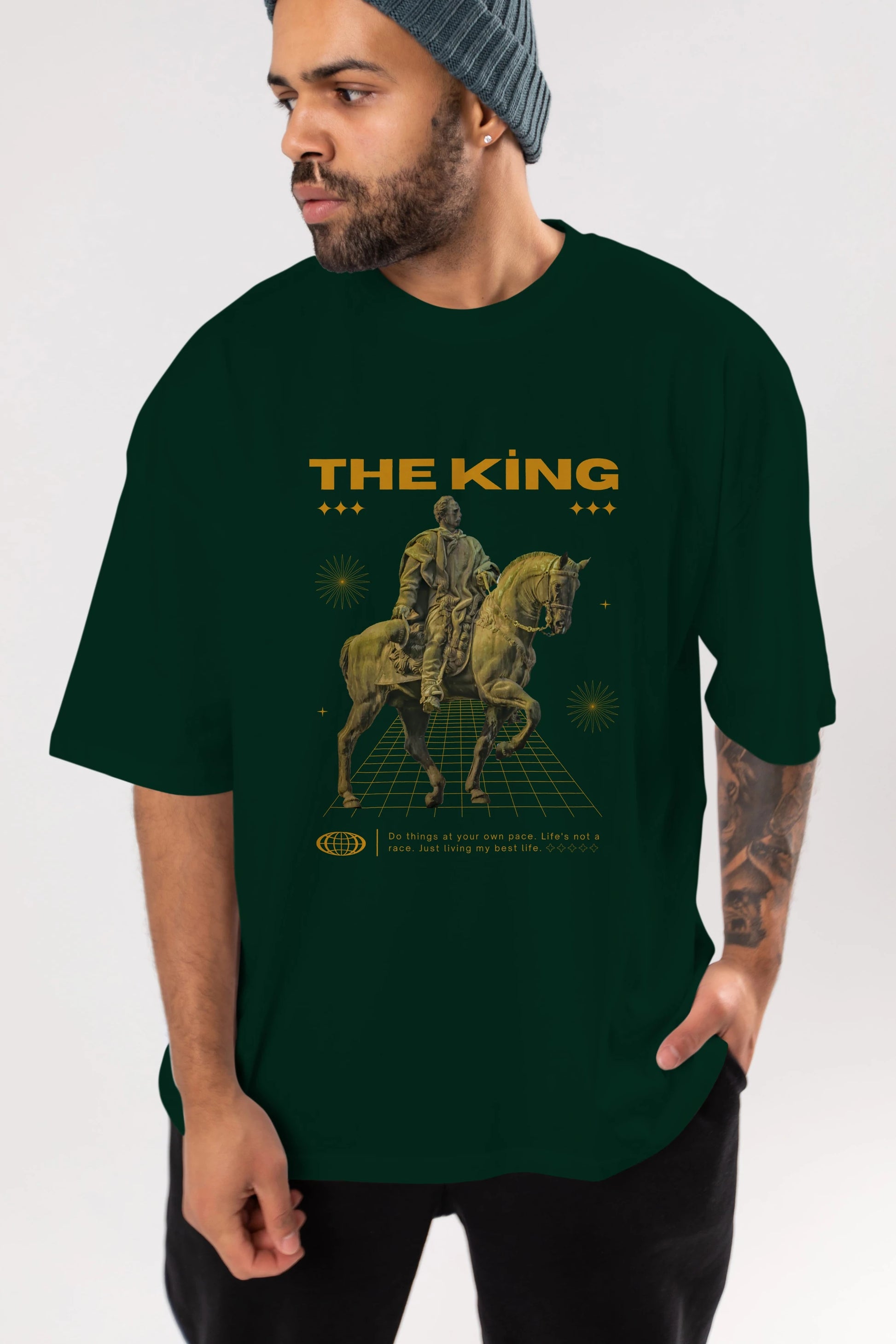 The King Yazılı Ön Baskılı Oversize t-shirt Erkek Kadın Unisex
