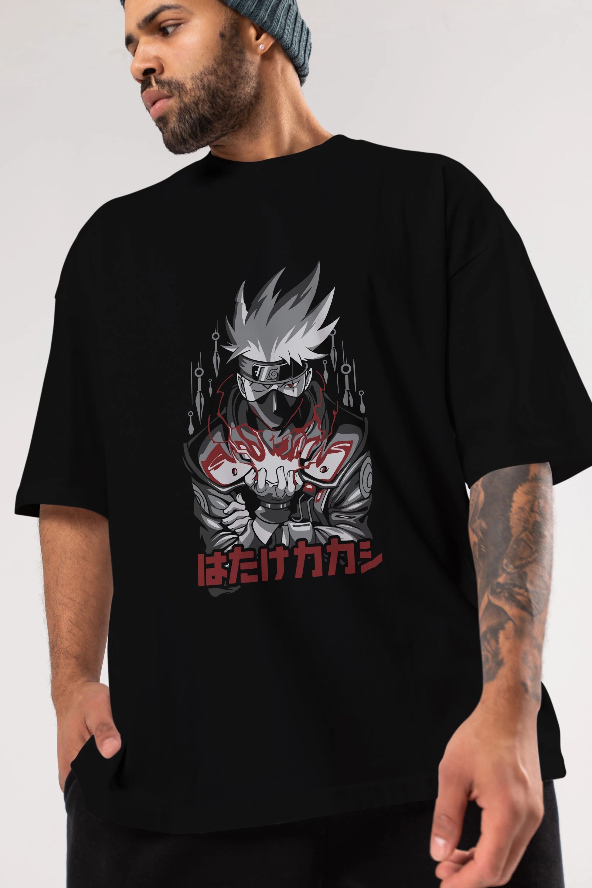 KAKASHI HATAKE NARUTO 1 Anime Ön Baskılı Oversize t-shirt %100 pamuk Erkek Kadın Unisex