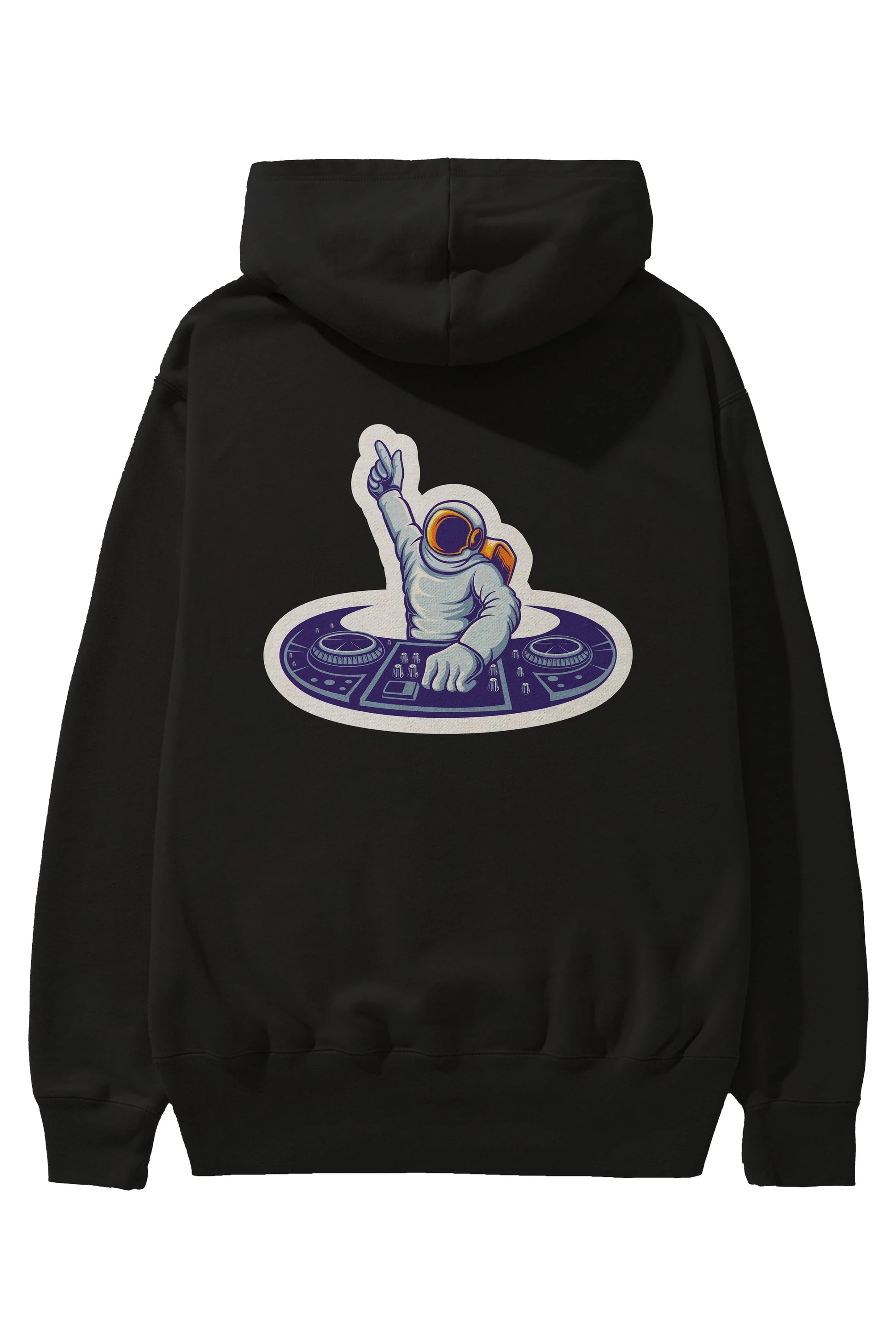 Astronaut Disk Jockey Party Sticker Arka Baskılı Hoodie Oversize Kapüşonlu Sweatshirt Erkek Kadın Unisex