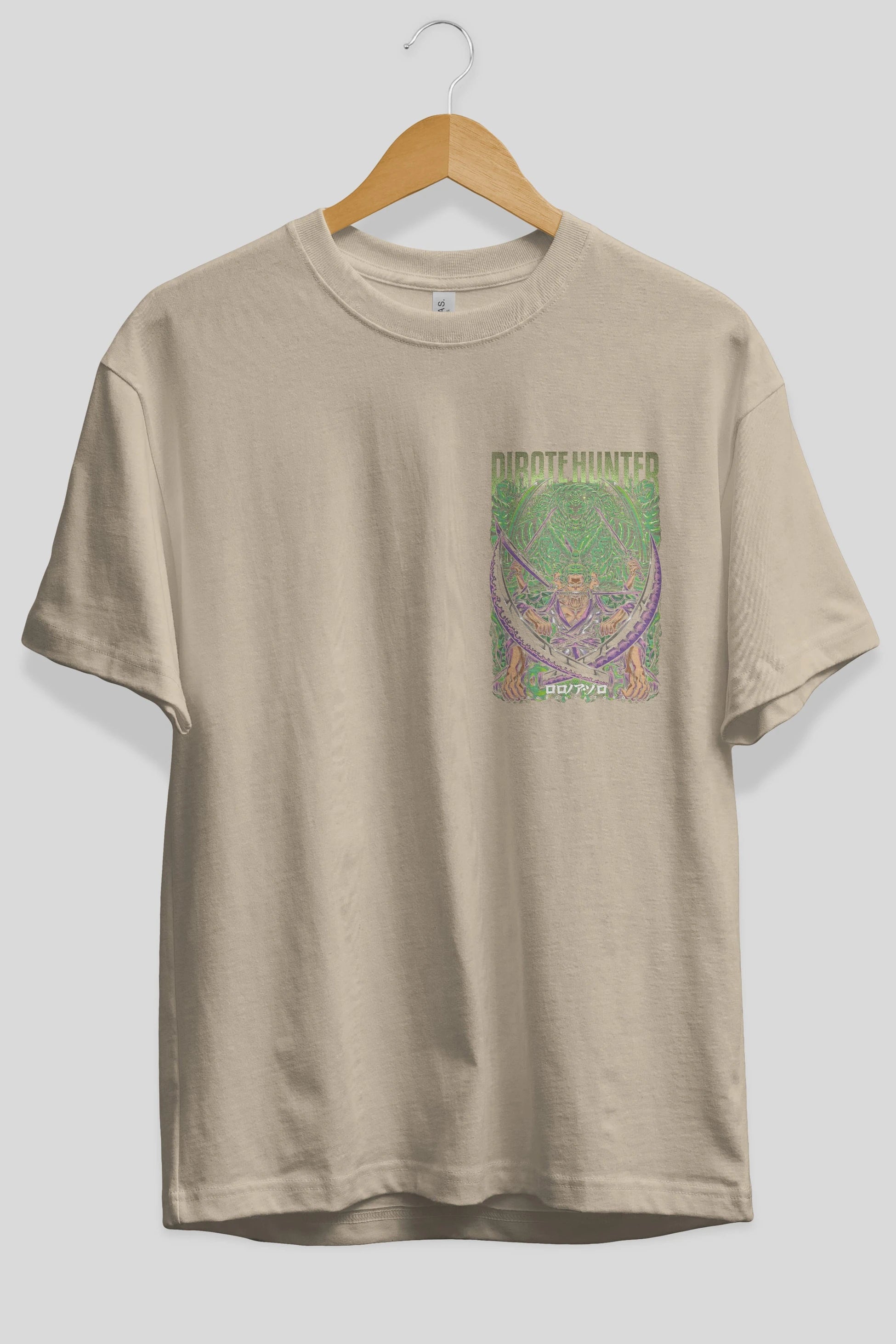 RORONOA ZORO 3 Ön Sol Baskılı Oversize t-shirt Erkek Kadın Unisex %100 Pamuk Bisiklet Yaka tişort