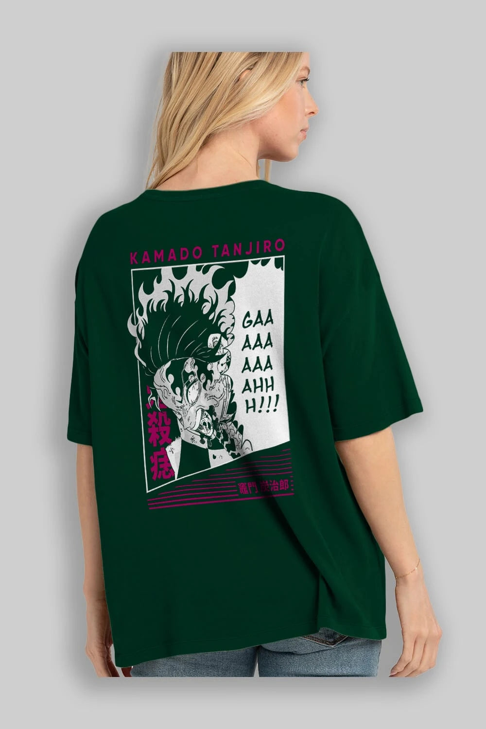 TANJIRO KAMADO 3 Anime Arka Baskılı Oversize t-shirt Erkek Kadın Unisex