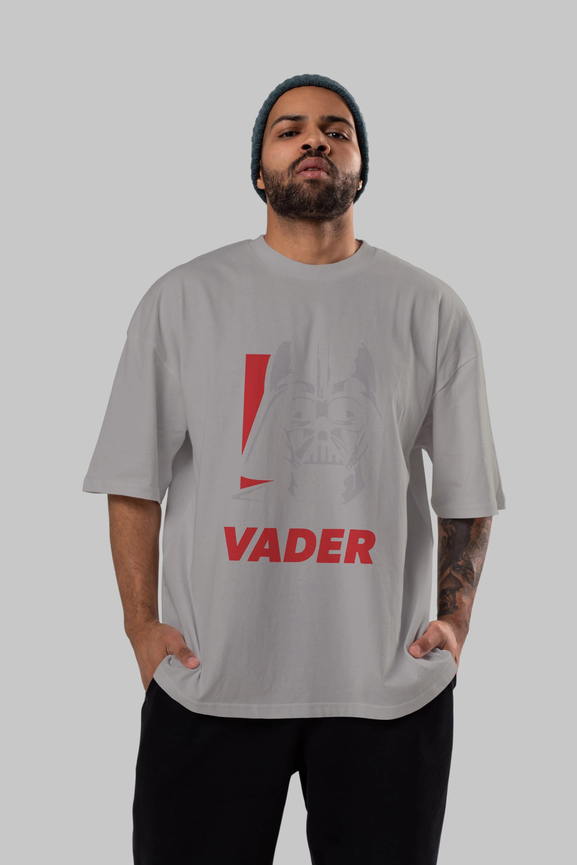 Darth Vader Ön Baskılı Oversize t-shirt Erkek Kadın Unisex %100 Pamuk Bisiklet Yaka tişort