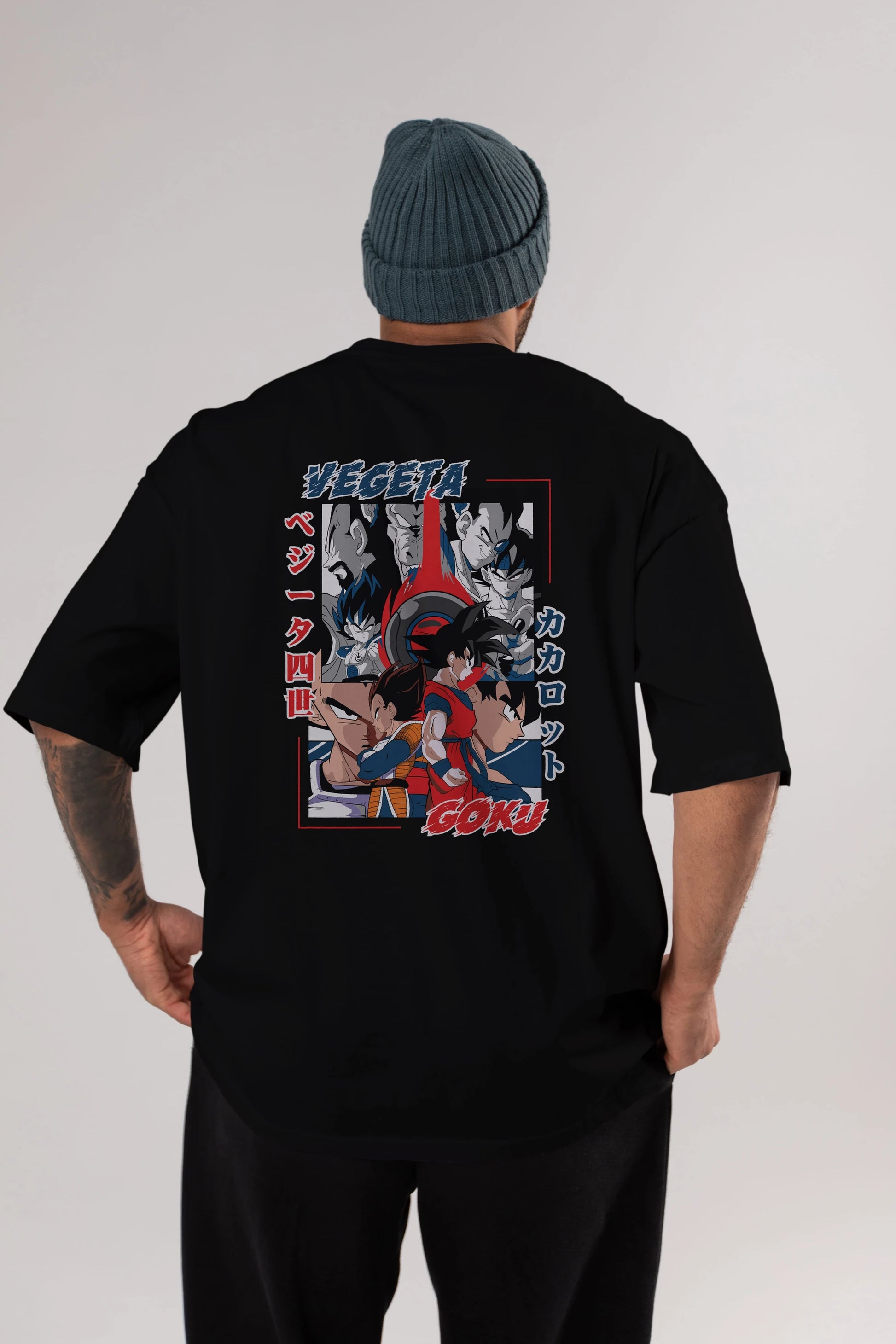 VEGETA VS GOKU Anime Arka Baskılı Oversize t-shirt Erkek Kadın Unisex