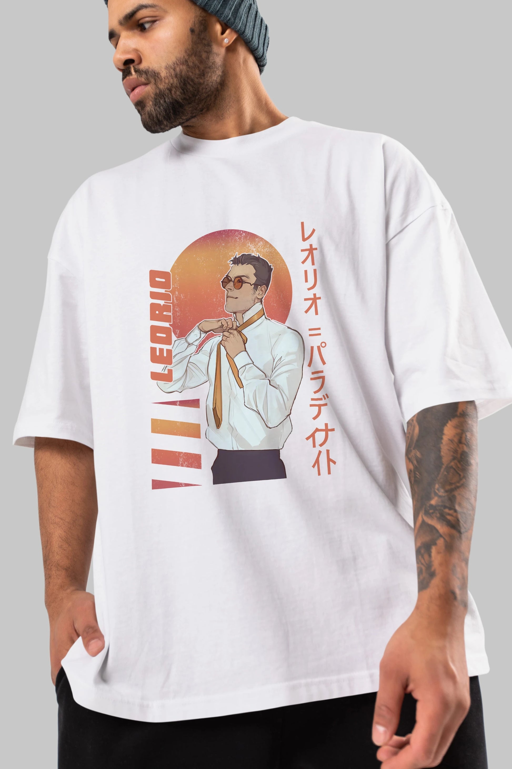 Leorio Paladiknight 5 (2) Anime Ön Baskılı Oversize t-shirt %100 pamuk Erkek Kadın Unisex