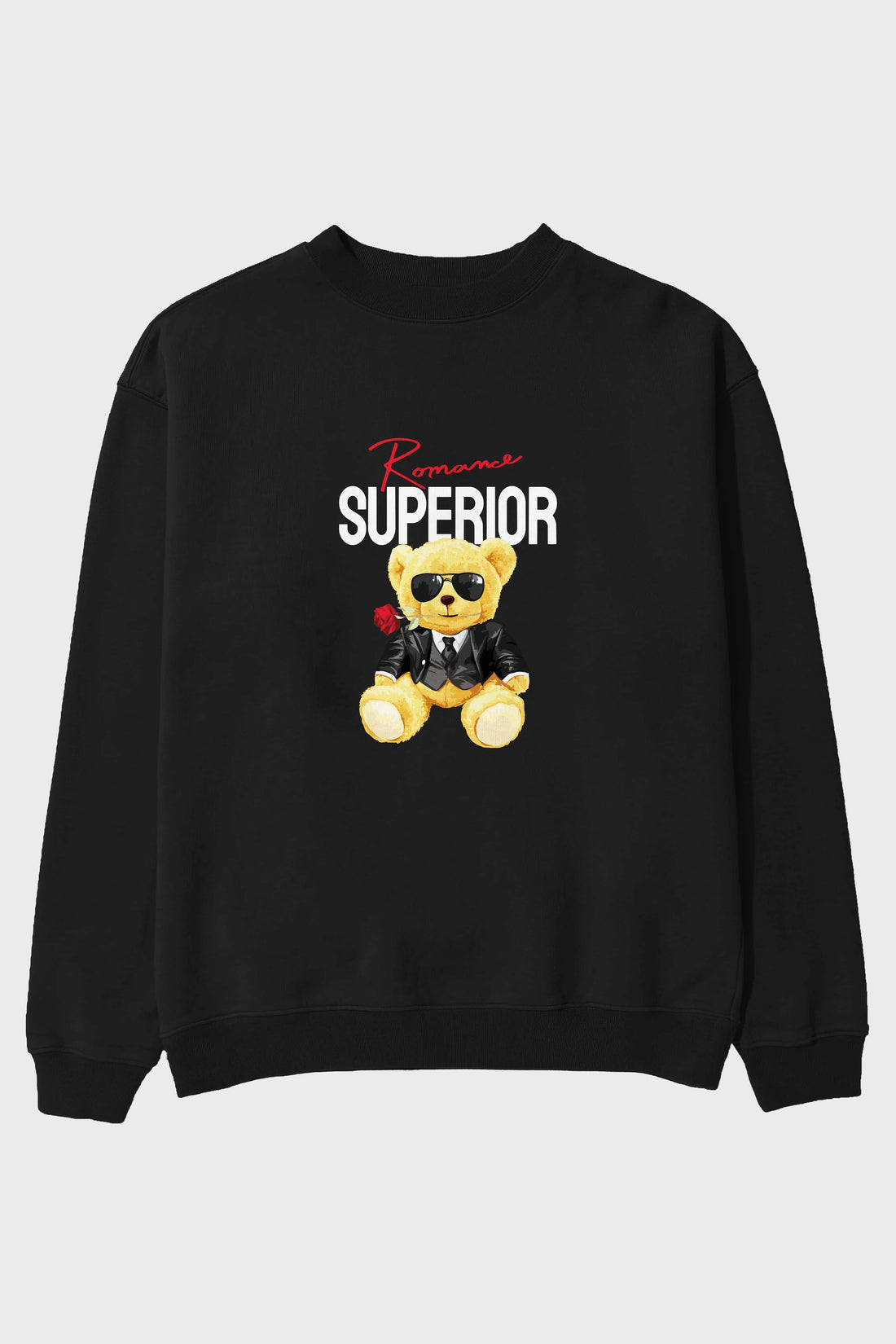 Teddy Bear Romance Superior Ön Baskılı Oversize Sweatshirt Erkek Kadın Unisex