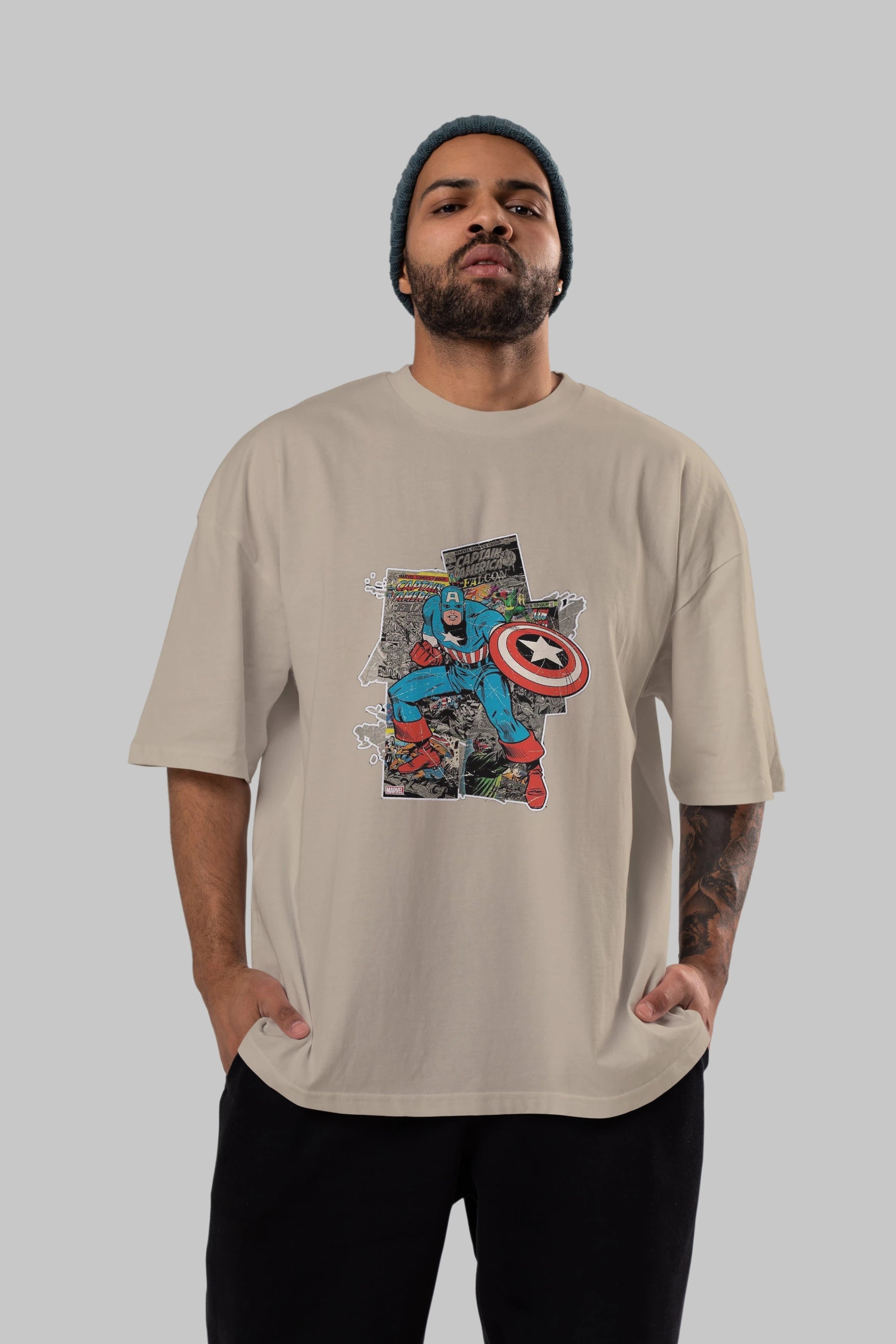 Captain America (2) Ön Baskılı Oversize t-shirt Erkek Kadın Unisex %100 Pamuk Bisiklet Yaka tişort