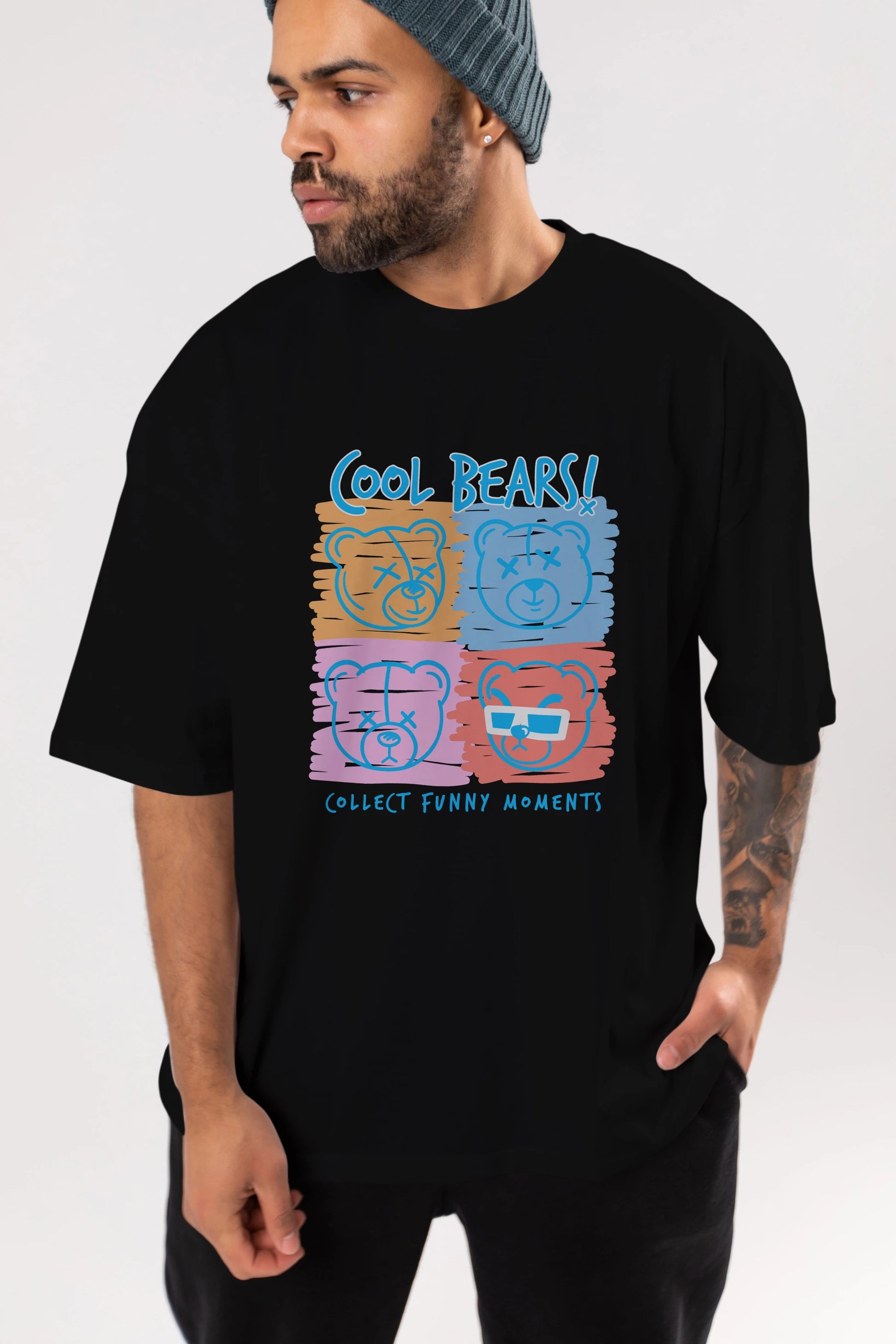 Cool Bears Ön Baskılı Oversize t-shirt Erkek Kadın Unisex