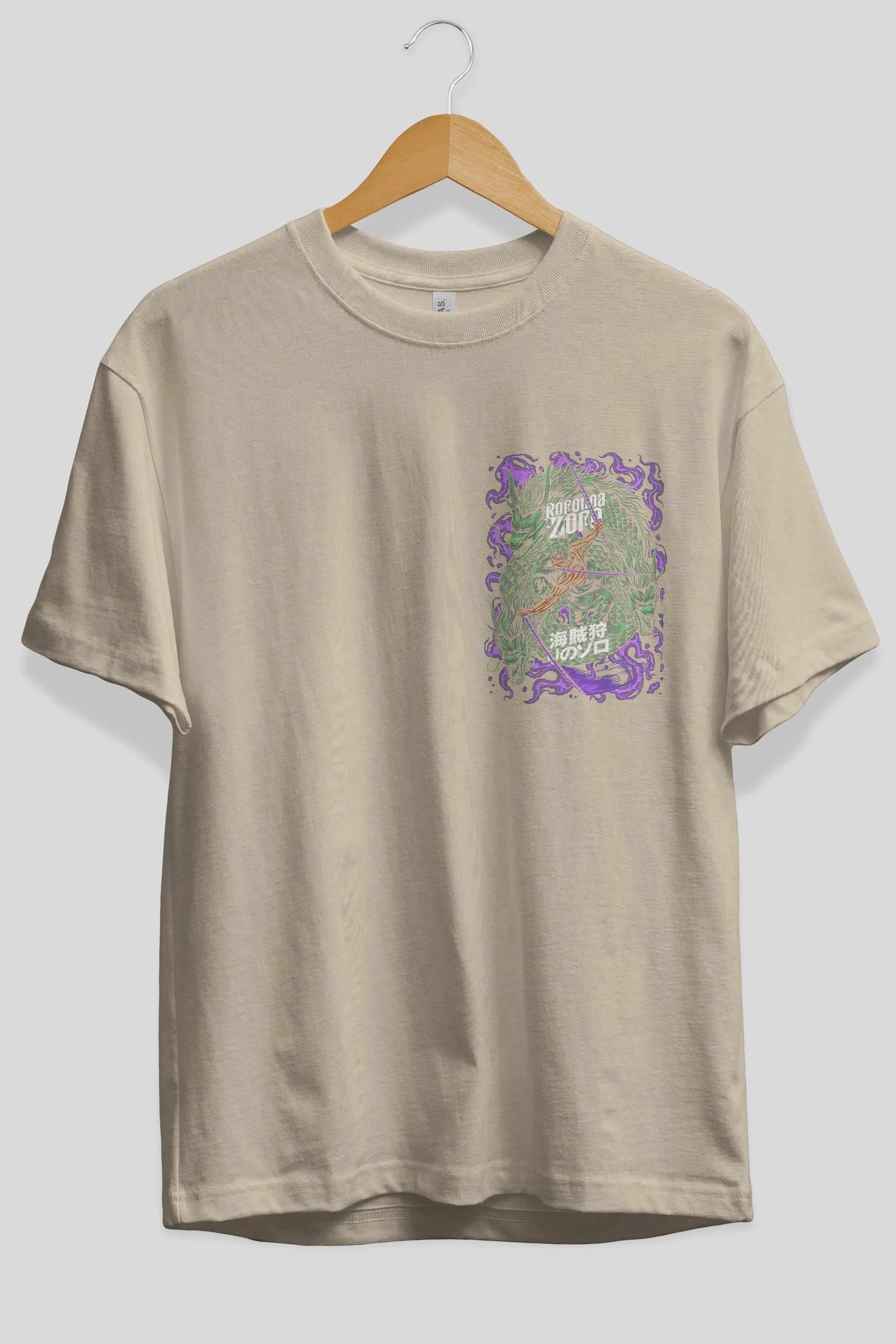 RORONOA ZORO 5 Ön Sol Baskılı Oversize t-shirt Erkek Kadın Unisex %100 Pamuk Bisiklet Yaka tişort