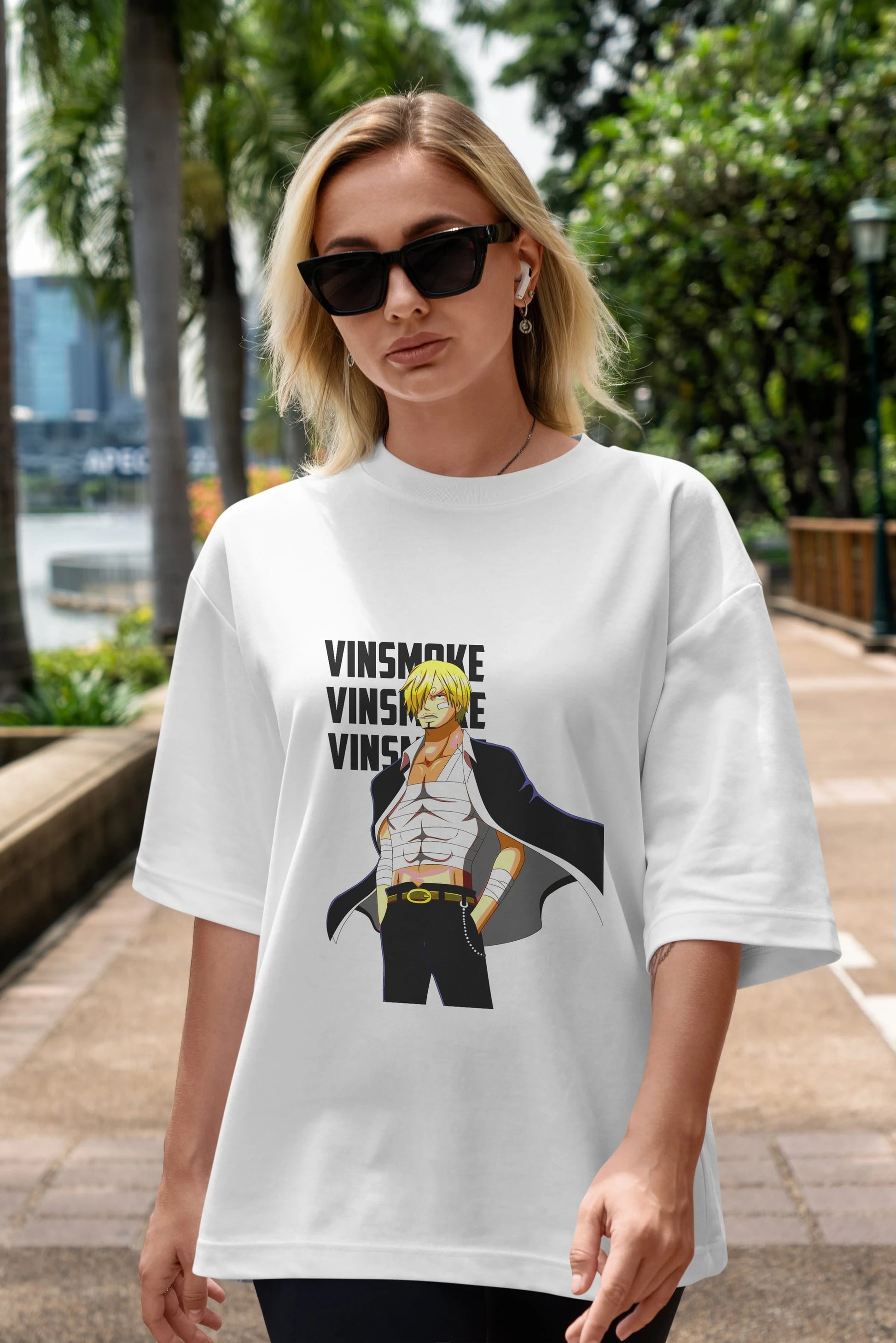 Sanji Anime Ön Baskılı Oversize t-shirt Erkek Kadın Unisex