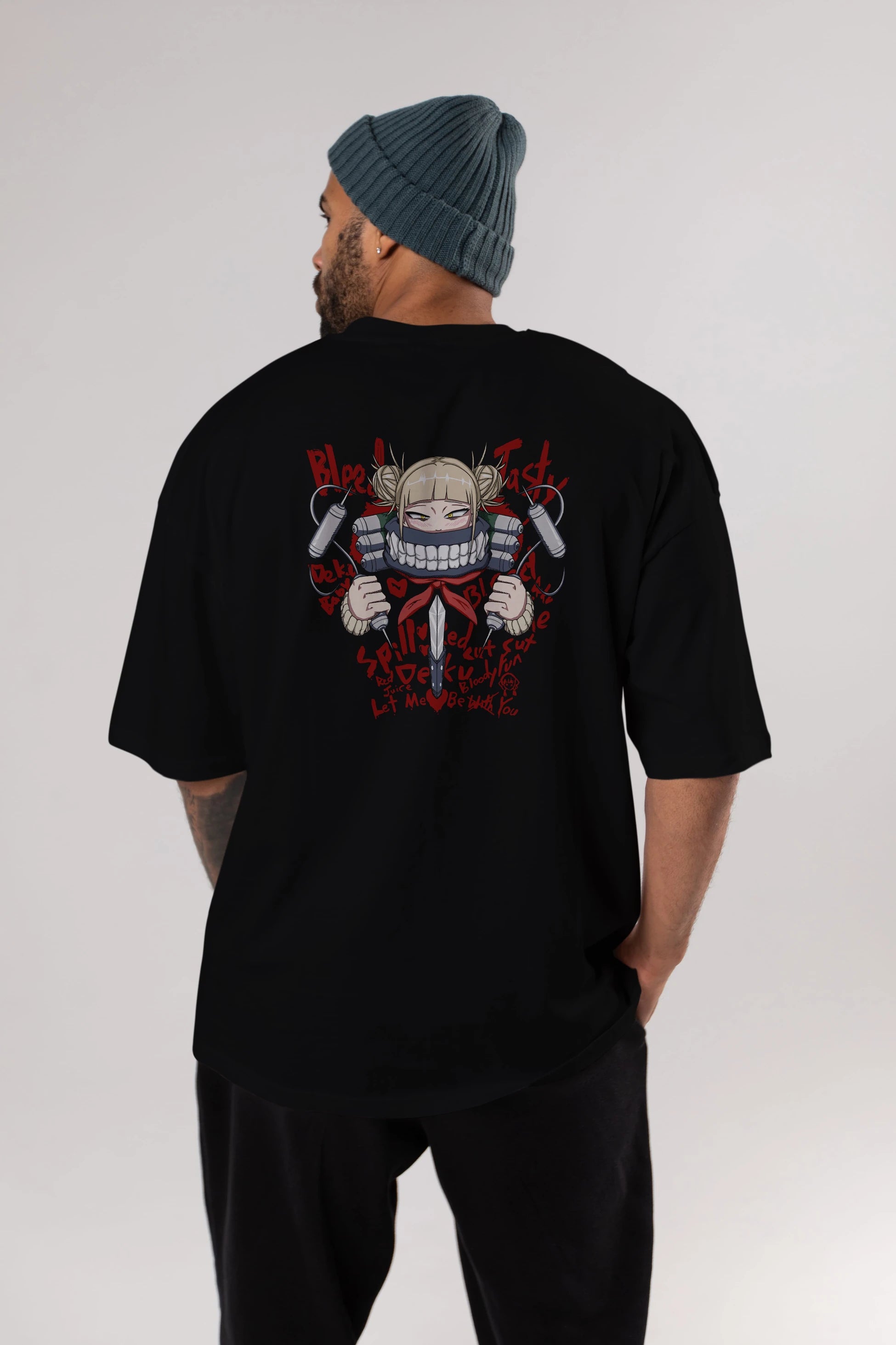Himiko Toga 1 Anime Arka Baskılı Oversize t-shirt Erkek Kadın Unisex