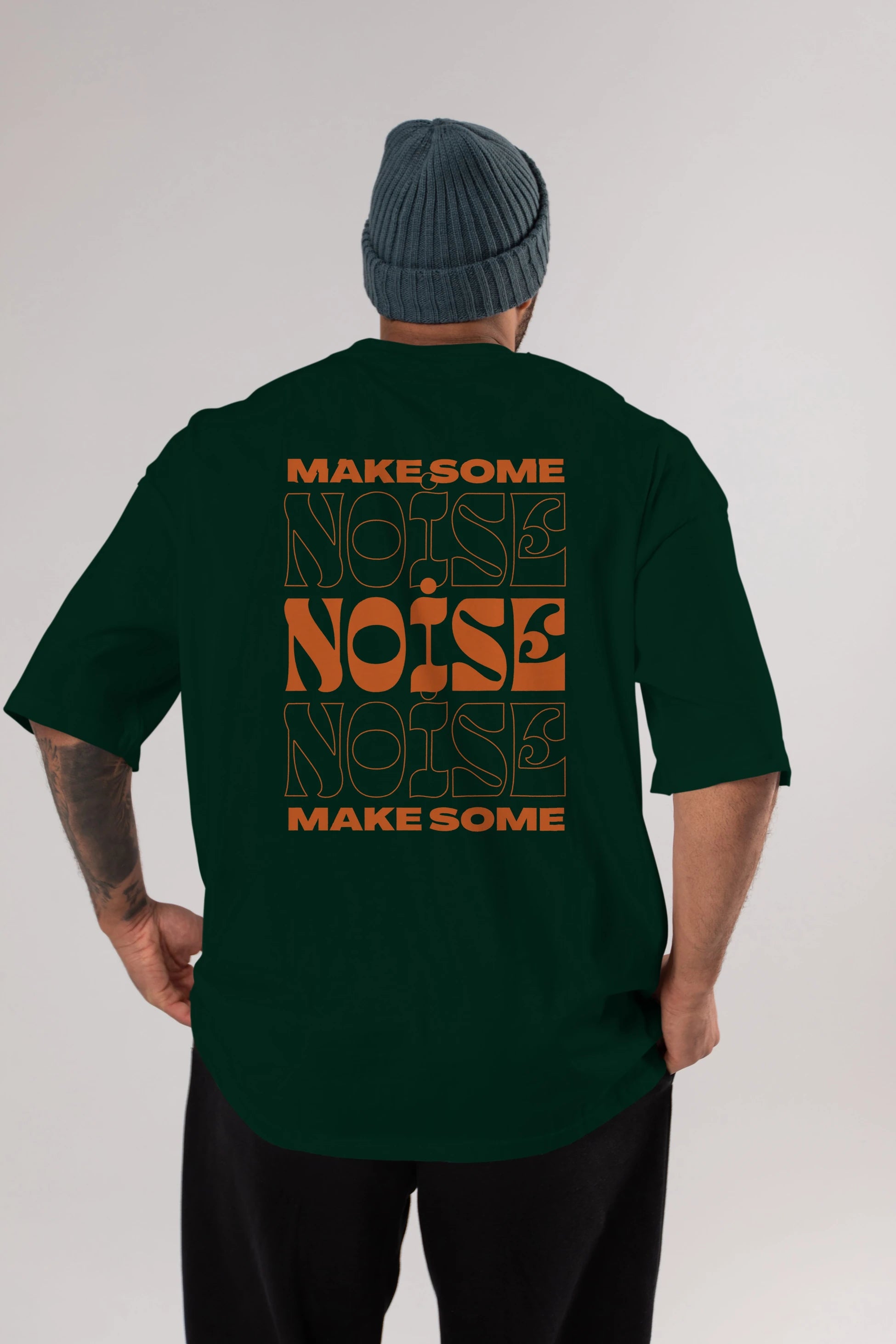 Make Some Noise Yazılı 2 Arka Baskılı Oversize t-shirt Erkek Kadın Unisex