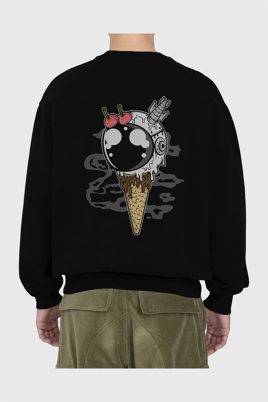 Astronaut Ice Cream Arka Baskılı Oversize Sweatshirt Erkek Kadın Unisex