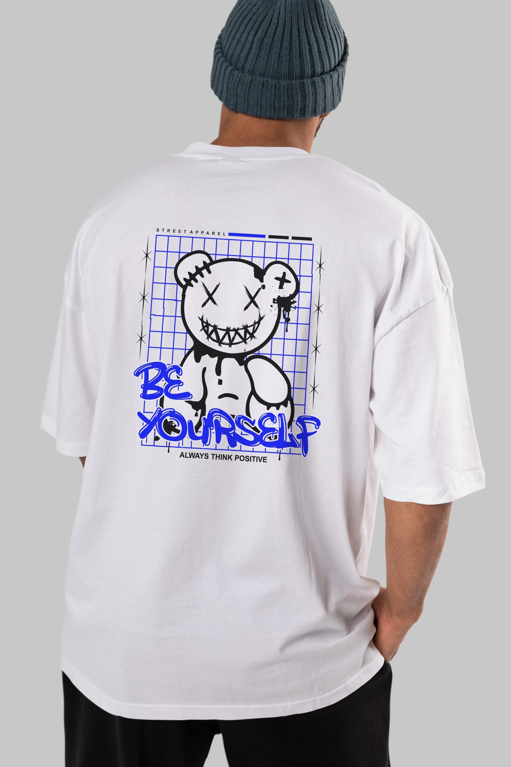 Teddy Bear Be Yourself Arka Baskılı Oversize t-shirt Erkek Kadın Unisex