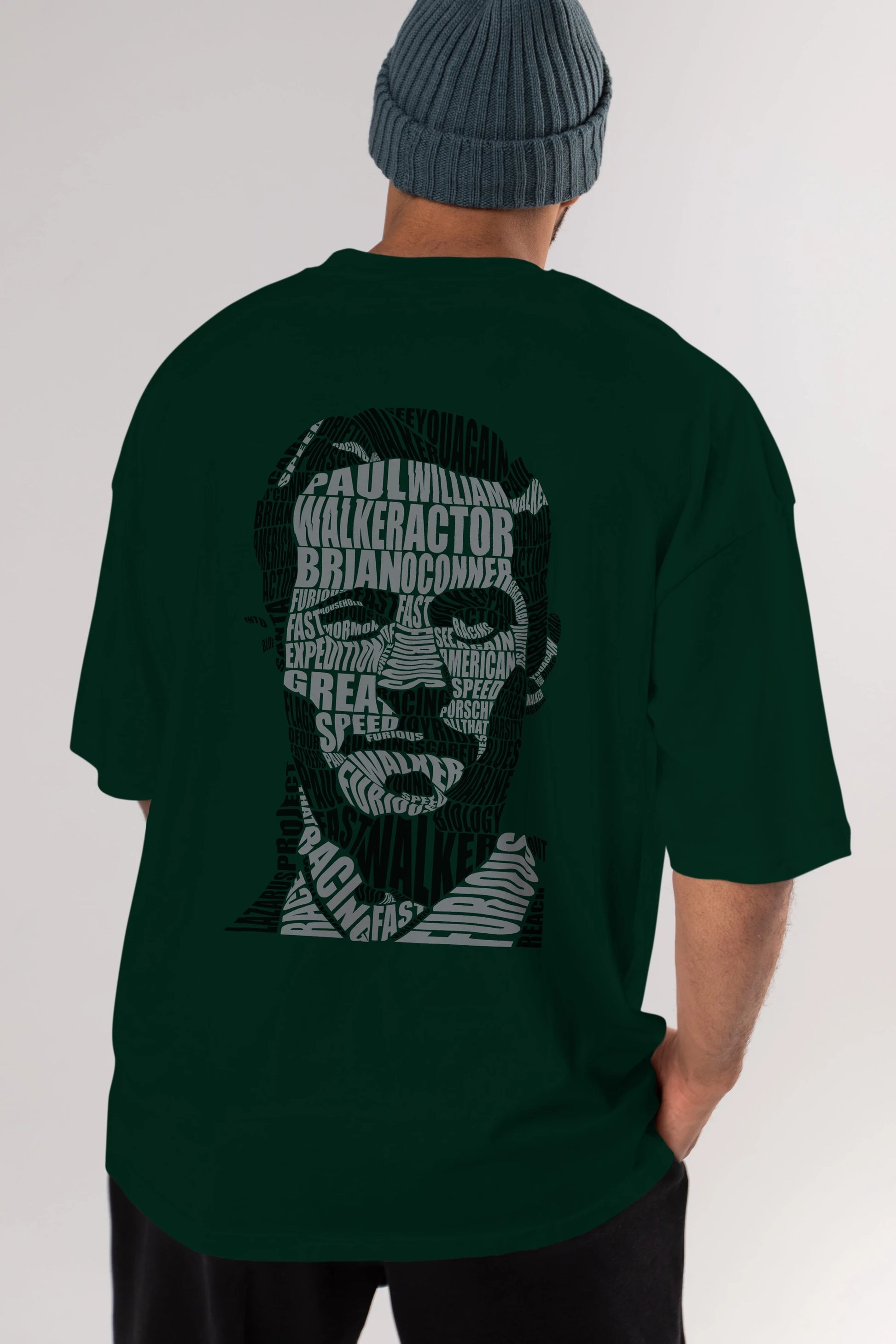 Paul Walker Calligram Arka Baskılı Oversize t-shirt %100 pamuk Erkek Kadın Unisex