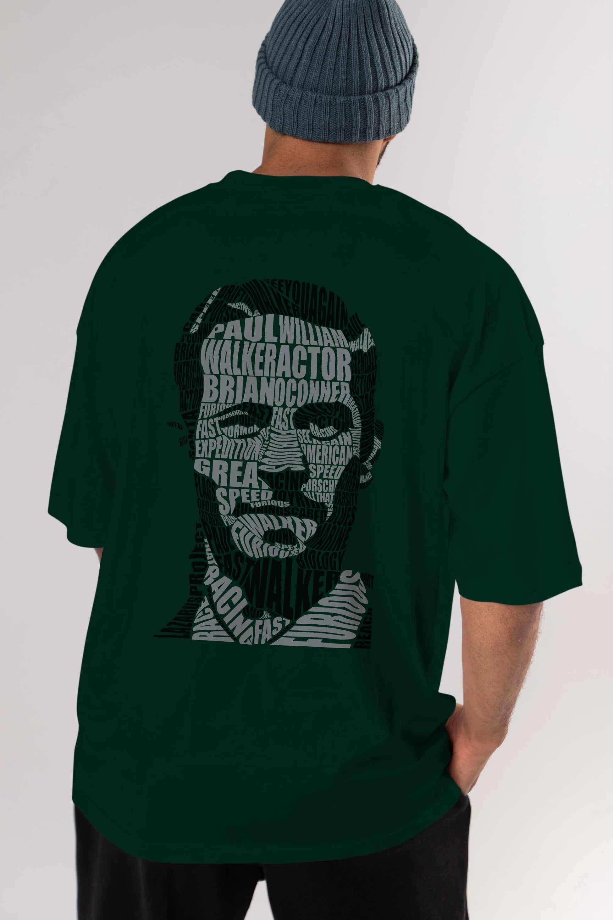 Paul Walker Calligram Arka Baskılı Oversize t-shirt %100 pamuk Erkek Kadın Unisex