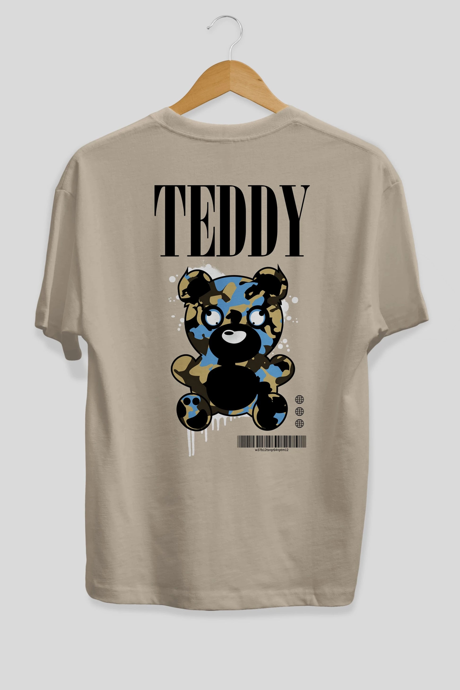 Teddy Bear Streetwear Arka Baskılı Oversize t-shirt Erkek Kadın Unisex