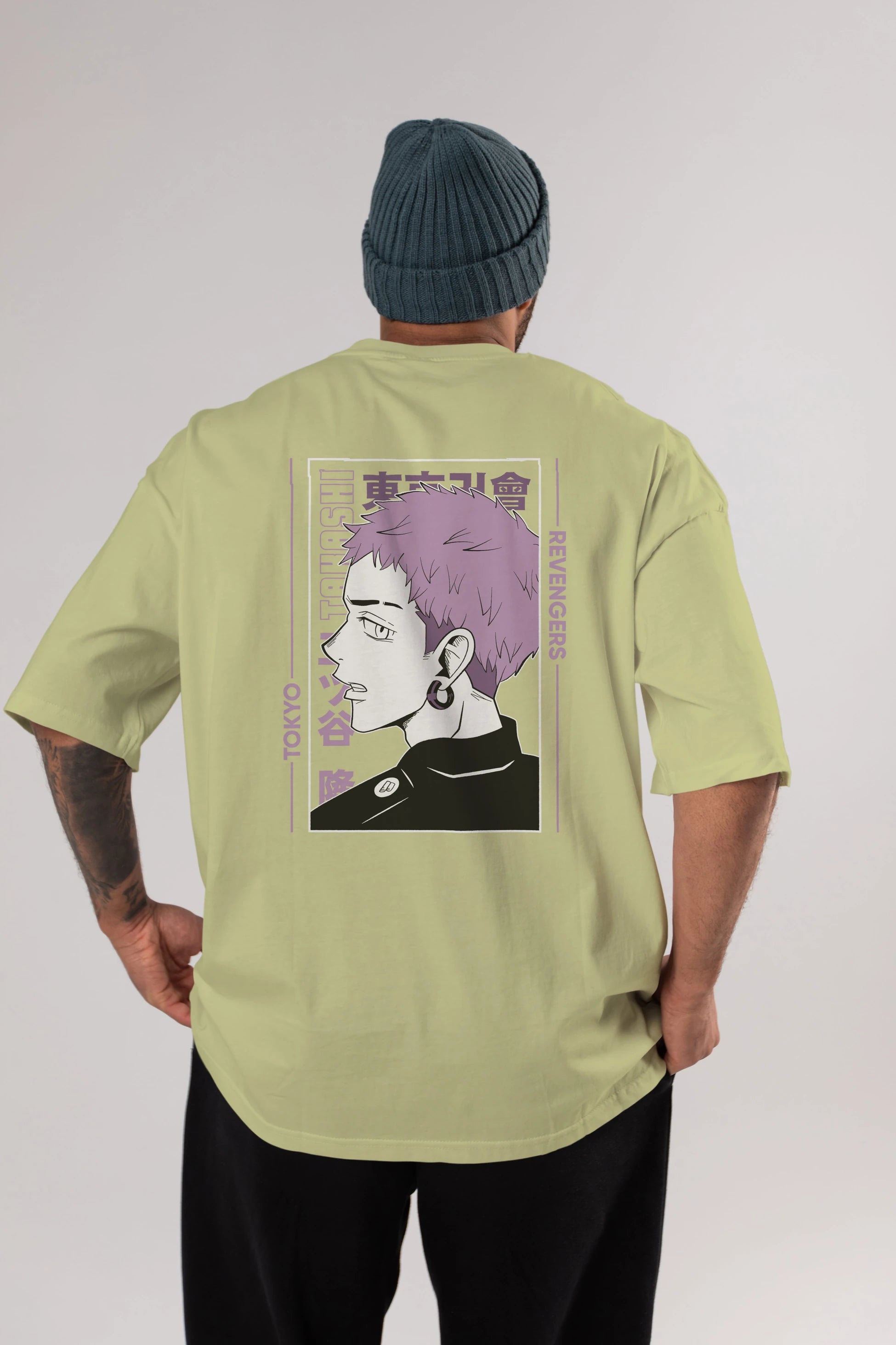 Takashi Mitsuya Anime Arka Baskılı Oversize t-shirt Erkek Kadın Unisex
