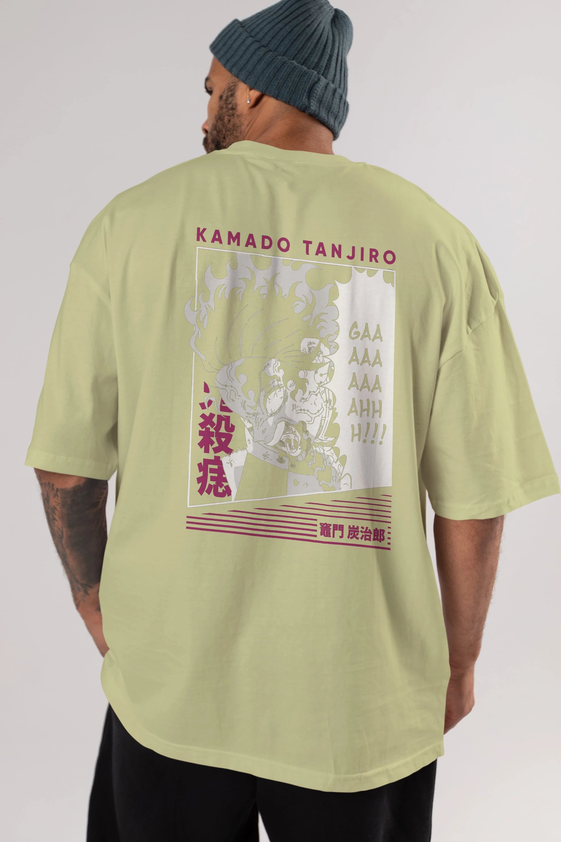TANJIRO KAMADO 3 Anime Arka Baskılı Oversize t-shirt Erkek Kadın Unisex