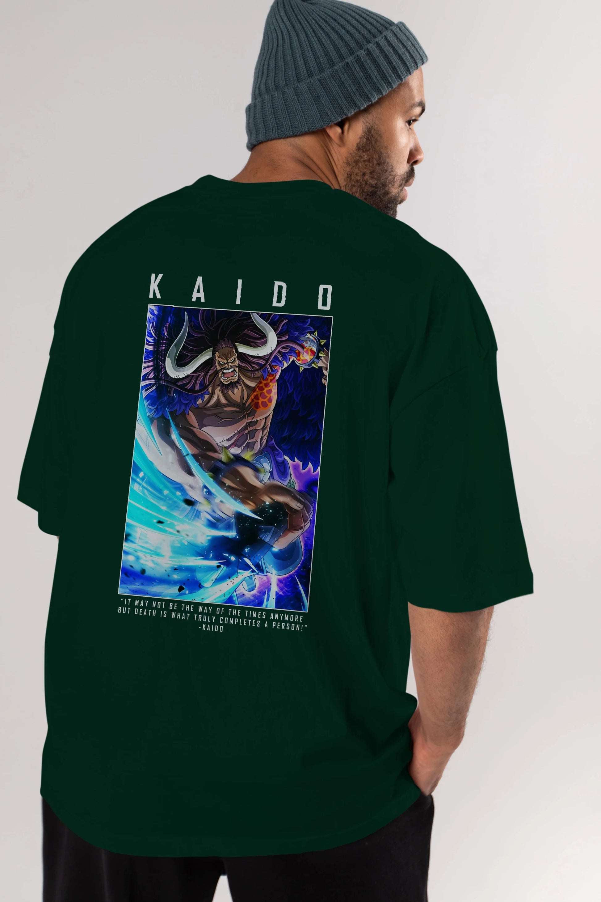 Kaido 2 Anime Arka Baskılı Oversize t-shirt Erkek Kadın Unisex %100 pamuk tişort