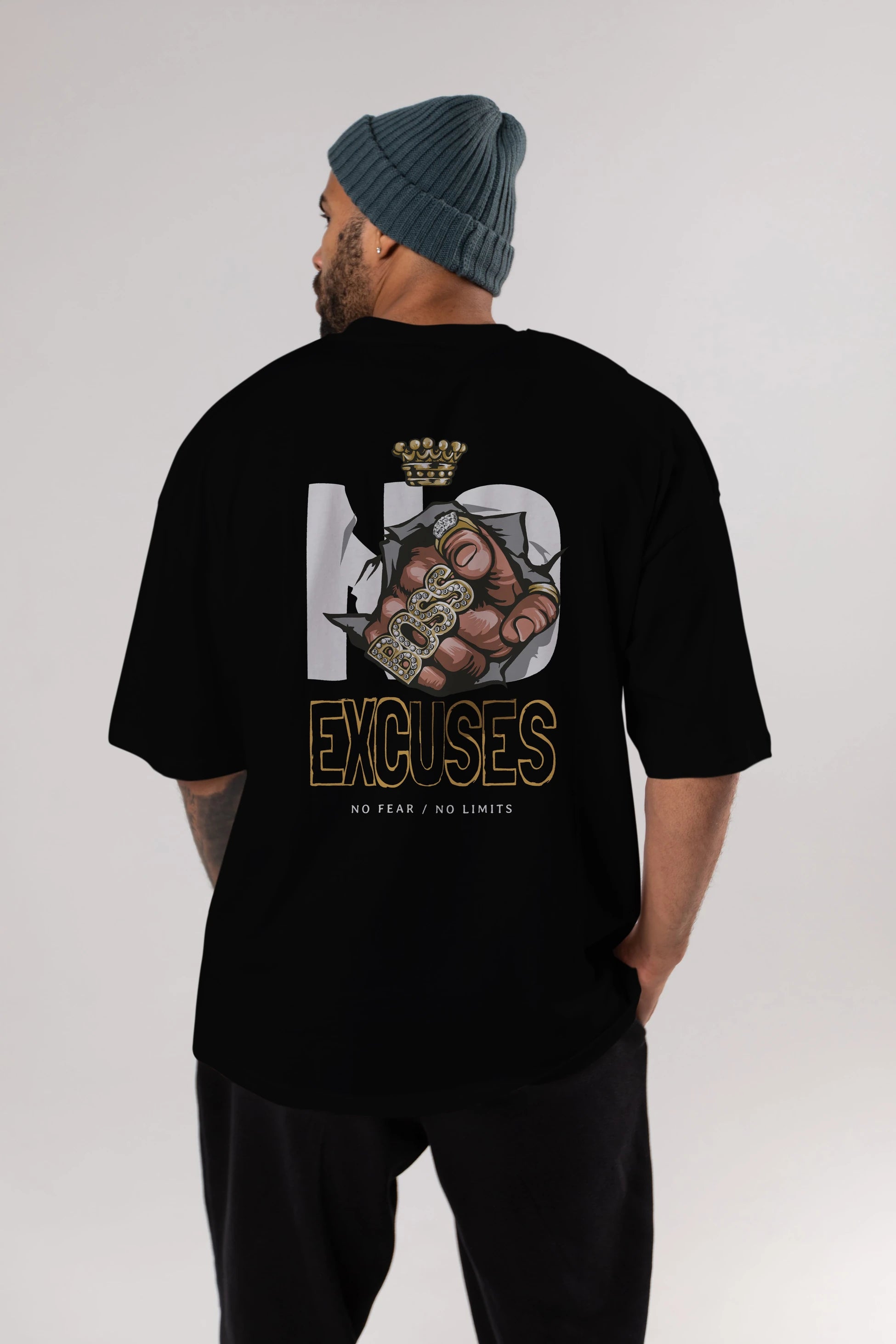 No Excuses Arka Baskılı Oversize t-shirt Erkek Kadın Unisex