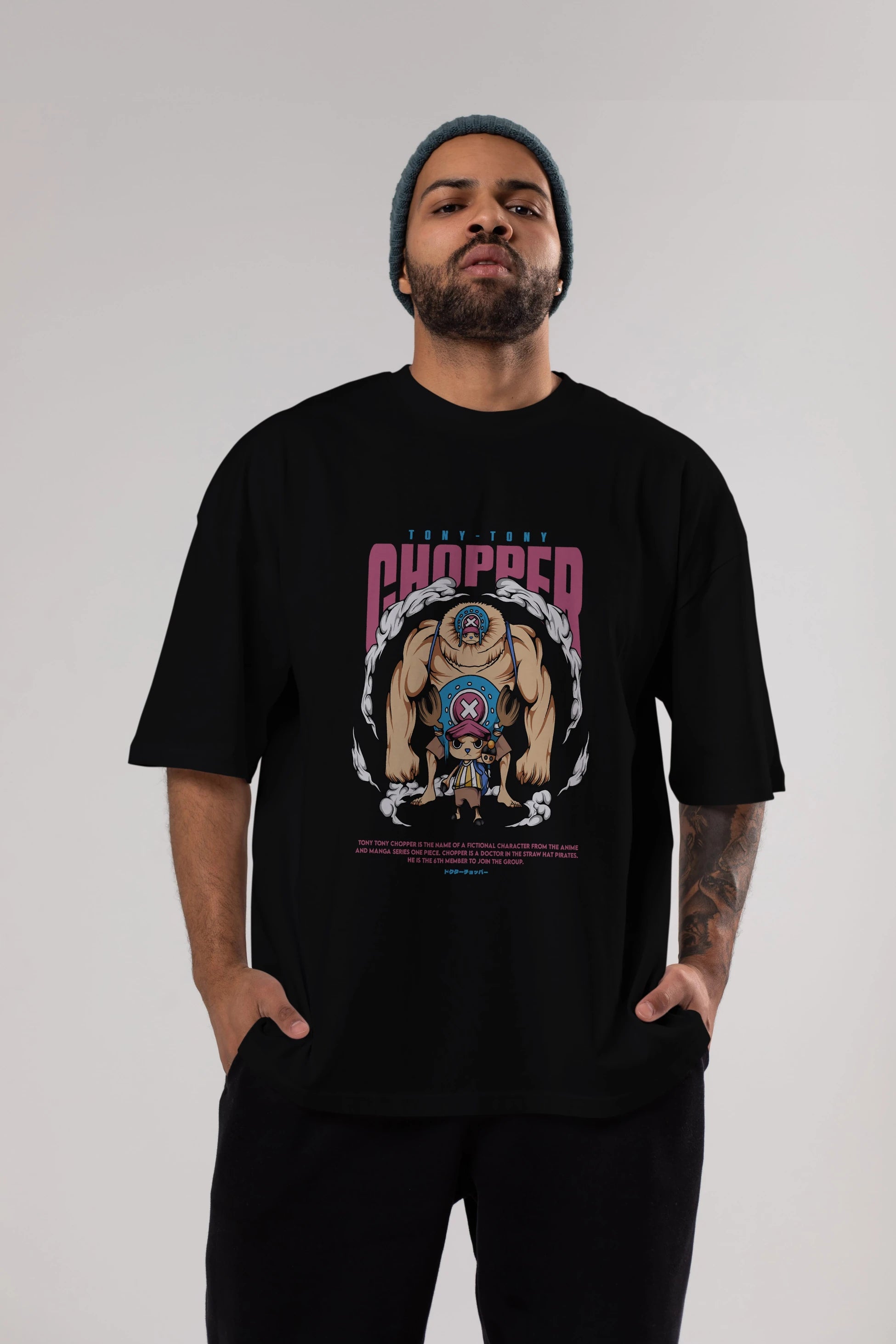 Tony Tony Chopper Anime Ön Baskılı Oversize t-shirt %100 pamuk Erkek Kadın Unisex