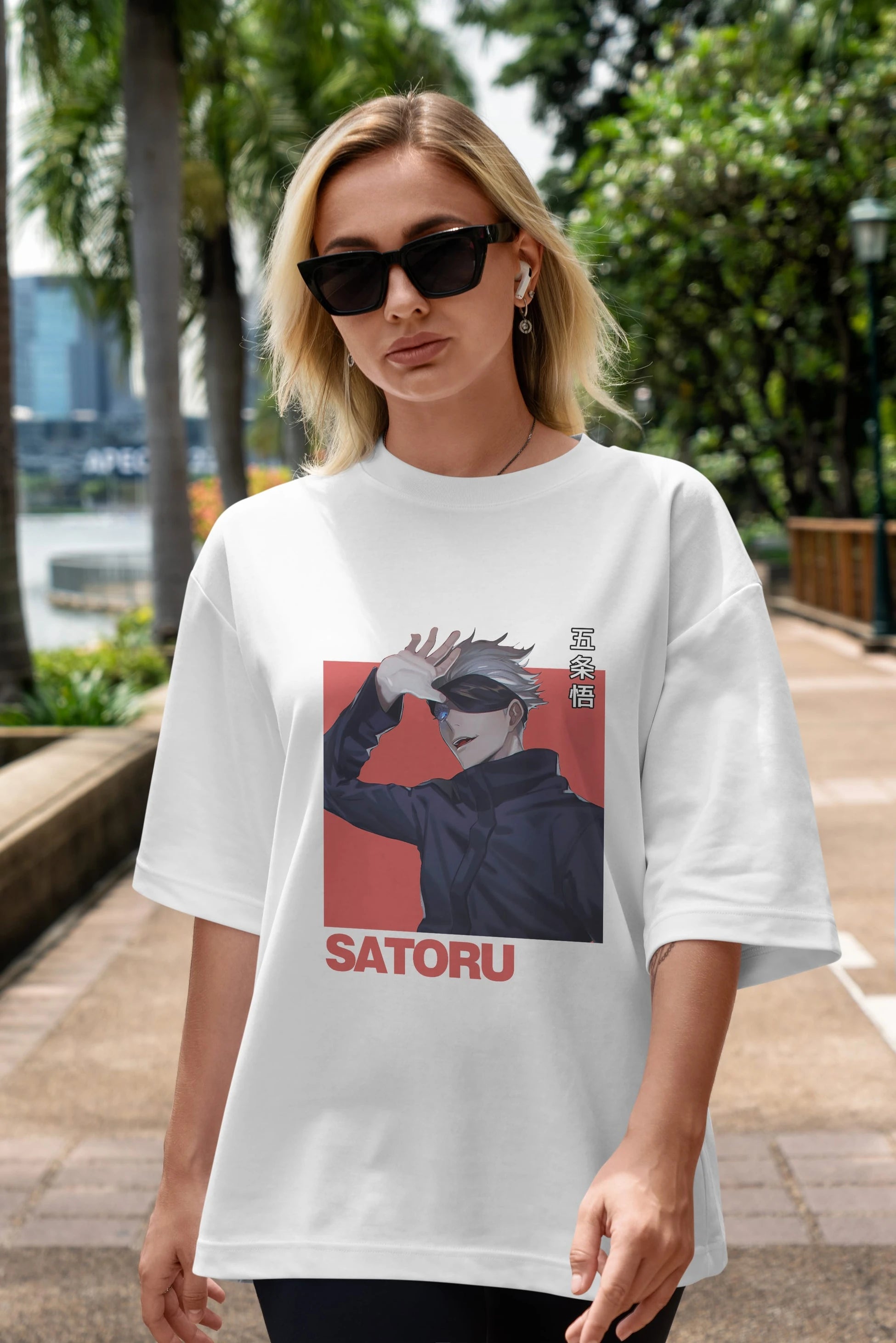 SATORU GOJO 2 Anime Ön Baskılı Oversize t-shirt %100 pamuk Erkek Kadın Unisex