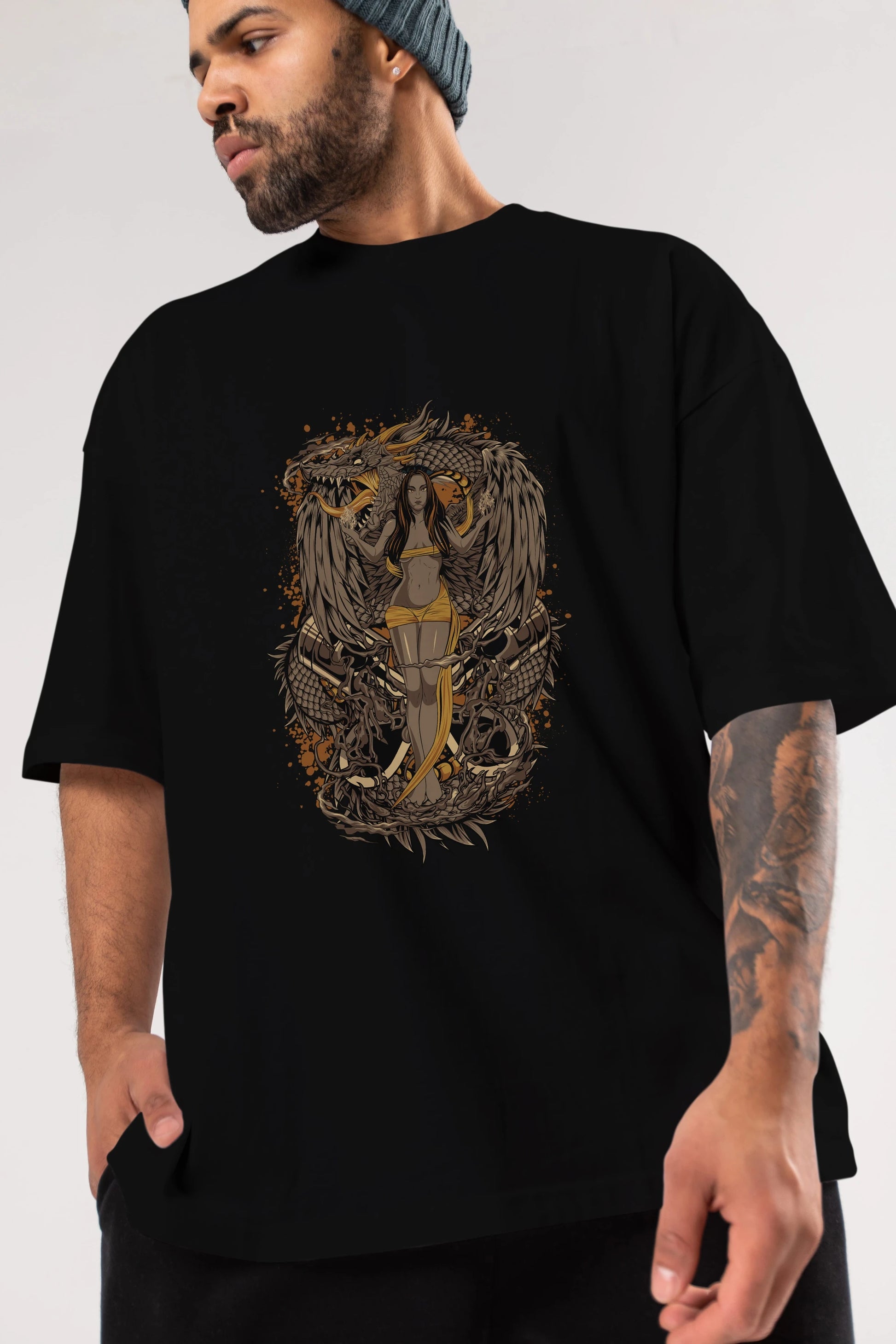TRIBAL (3) Anime Ön Baskılı Oversize t-shirt %100 pamuk Erkek Kadın Unisex