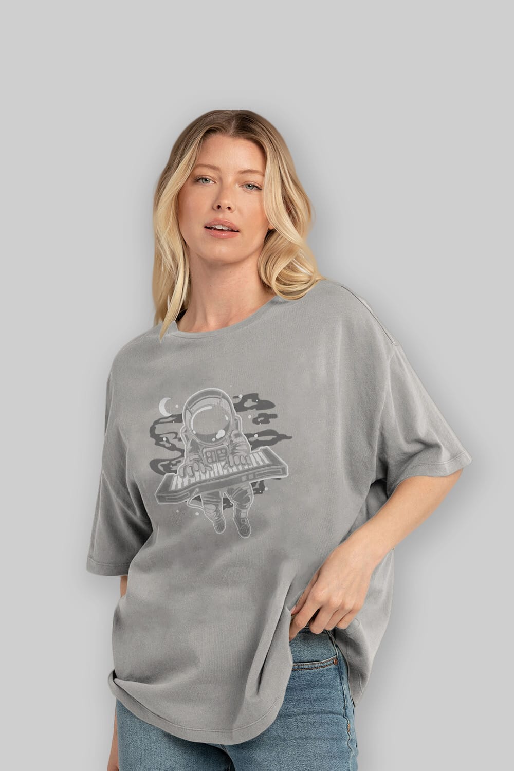 Astronaut Keyboard Ön Baskılı Oversize t-shirt Erkek Kadın Unisex