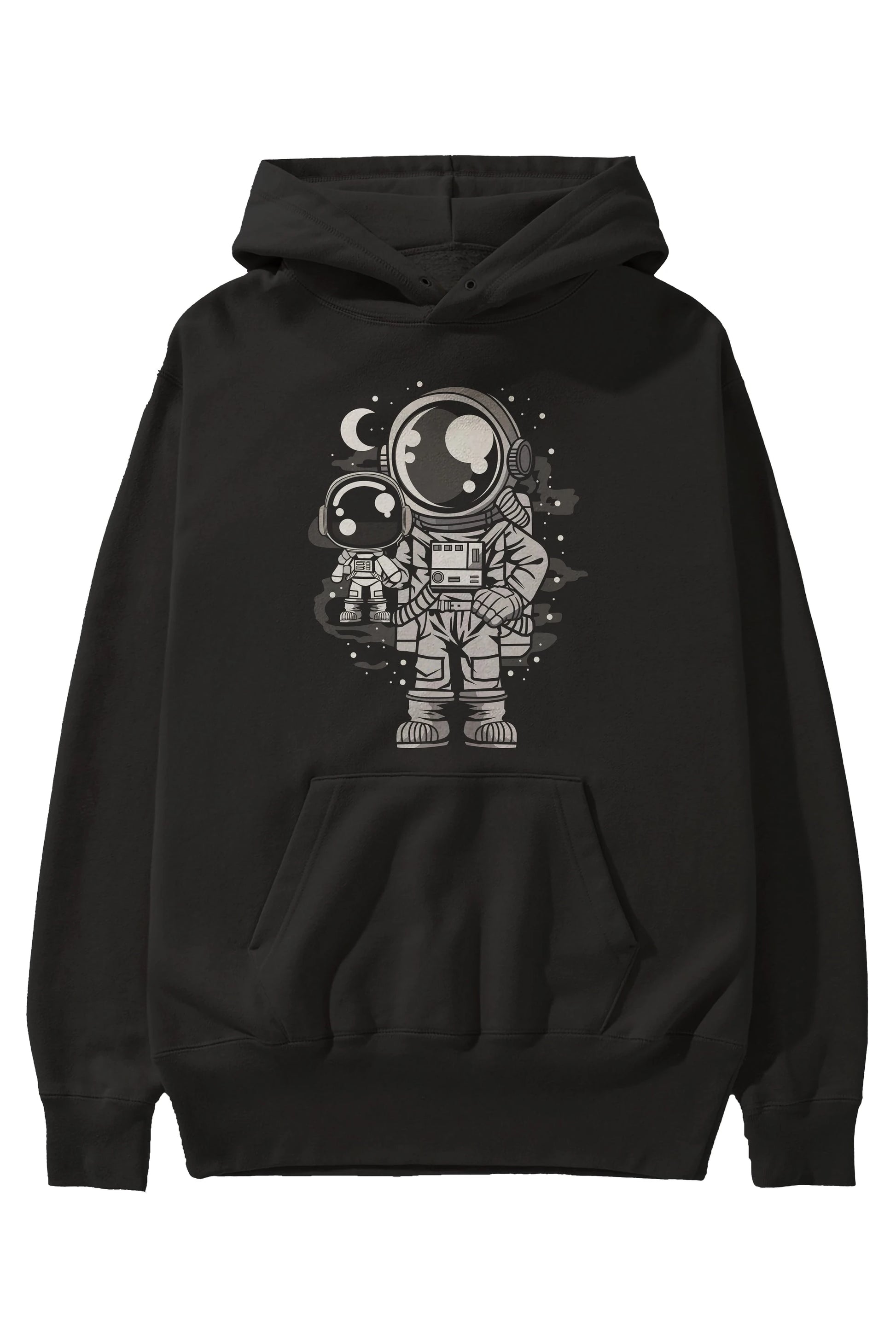 Astronaut And His Doll Ön Baskılı Hoodie Oversize Kapüşonlu Sweatshirt Erkek Kadın Unisex
