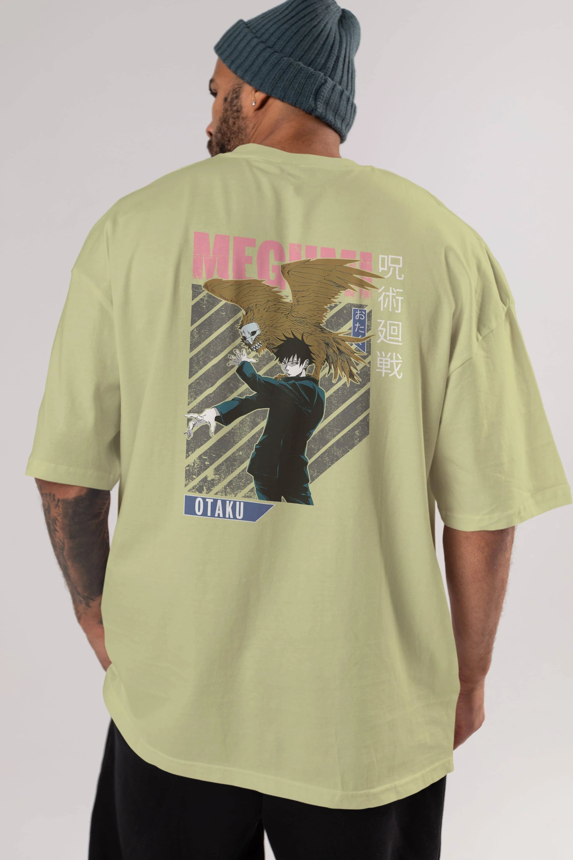 Megumi Fushiguro 2 Anime Arka Baskılı Oversize t-shirt Erkek Kadın Unisex