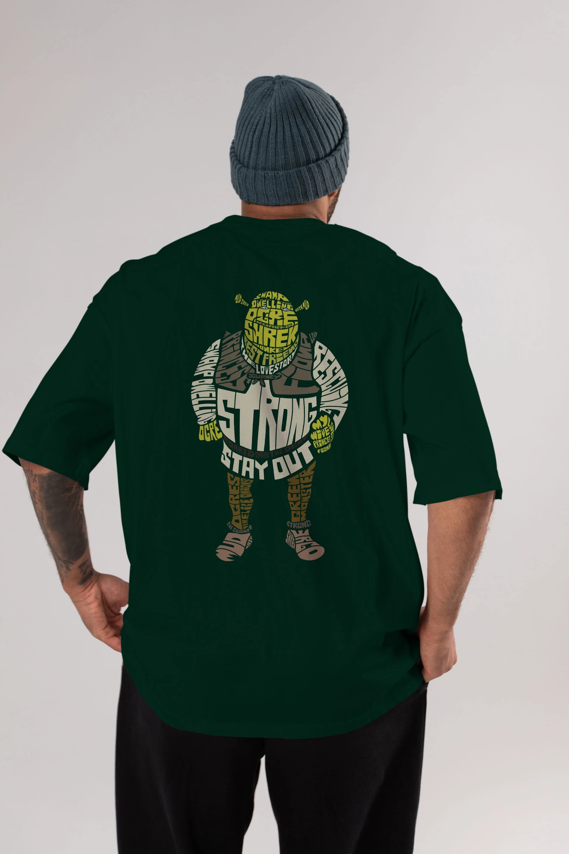 Shrek Arka Baskılı Oversize t-shirt %100 pamuk Erkek Kadın Unisex