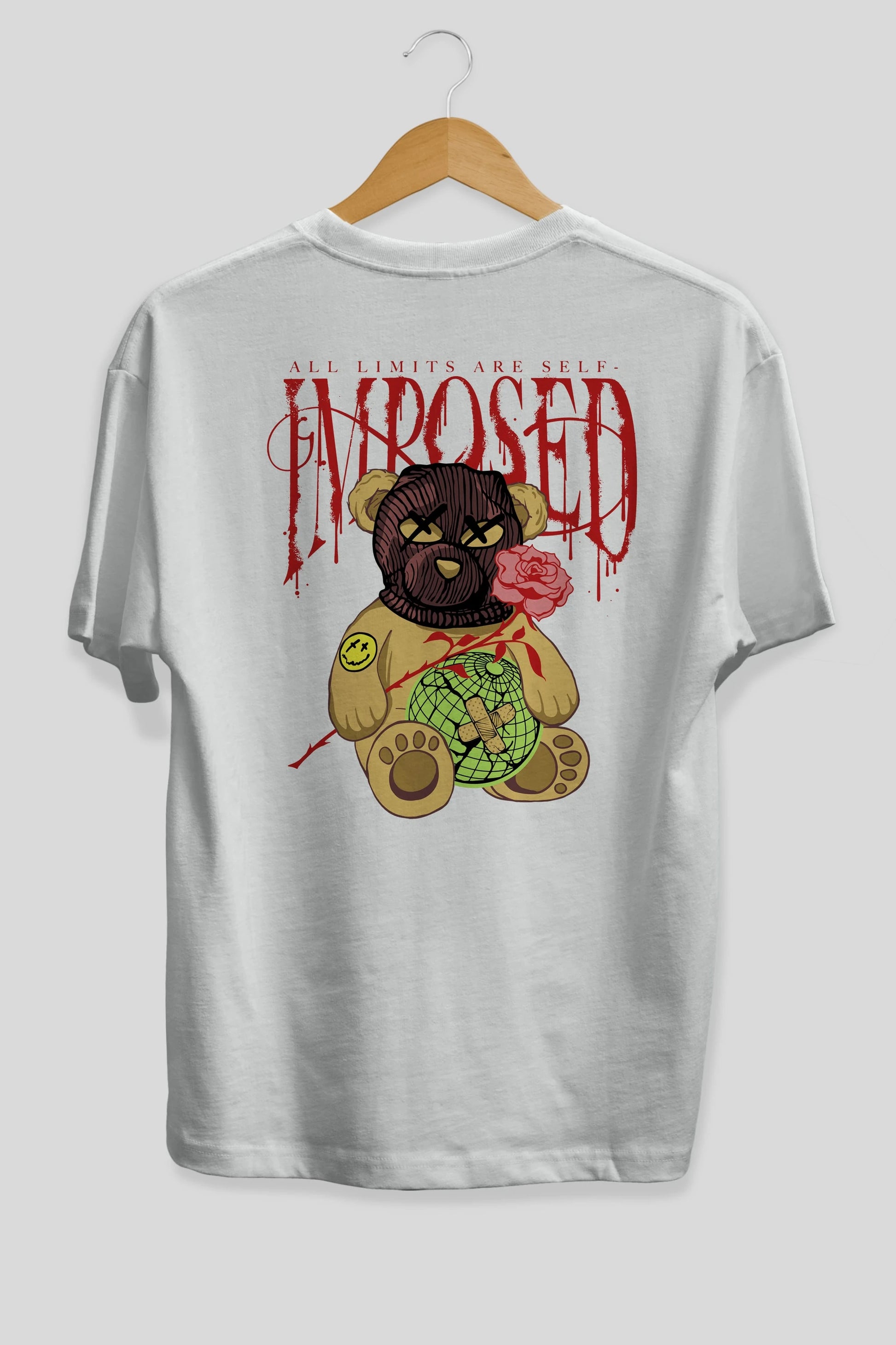 All Limits Bear Arka Baskılı Oversize t-shirt Erkek Kadın Unisex