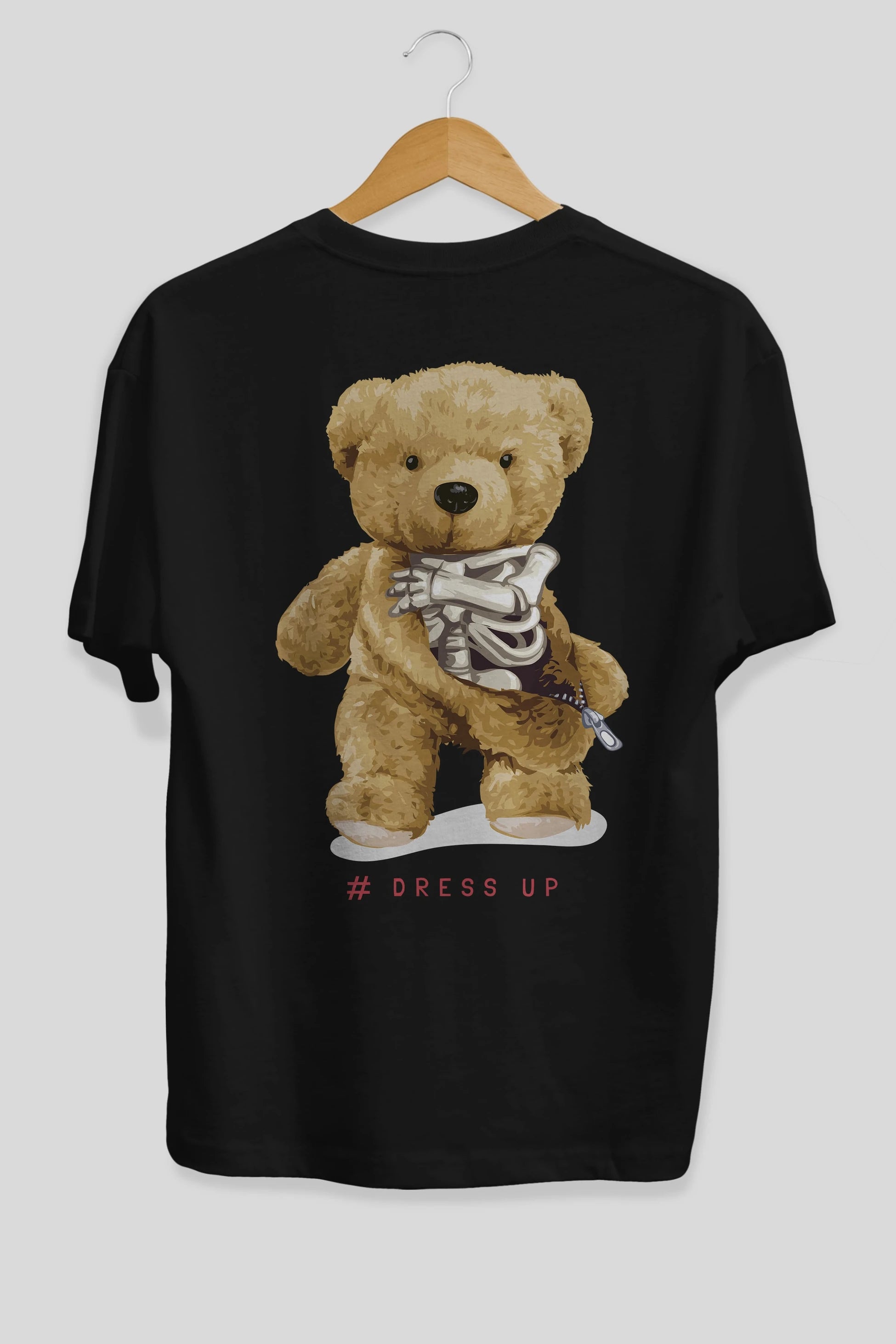 Teddy Bear Dress Up Arka Baskılı Oversize t-shirt Erkek Kadın Unisex %100 Pamuk