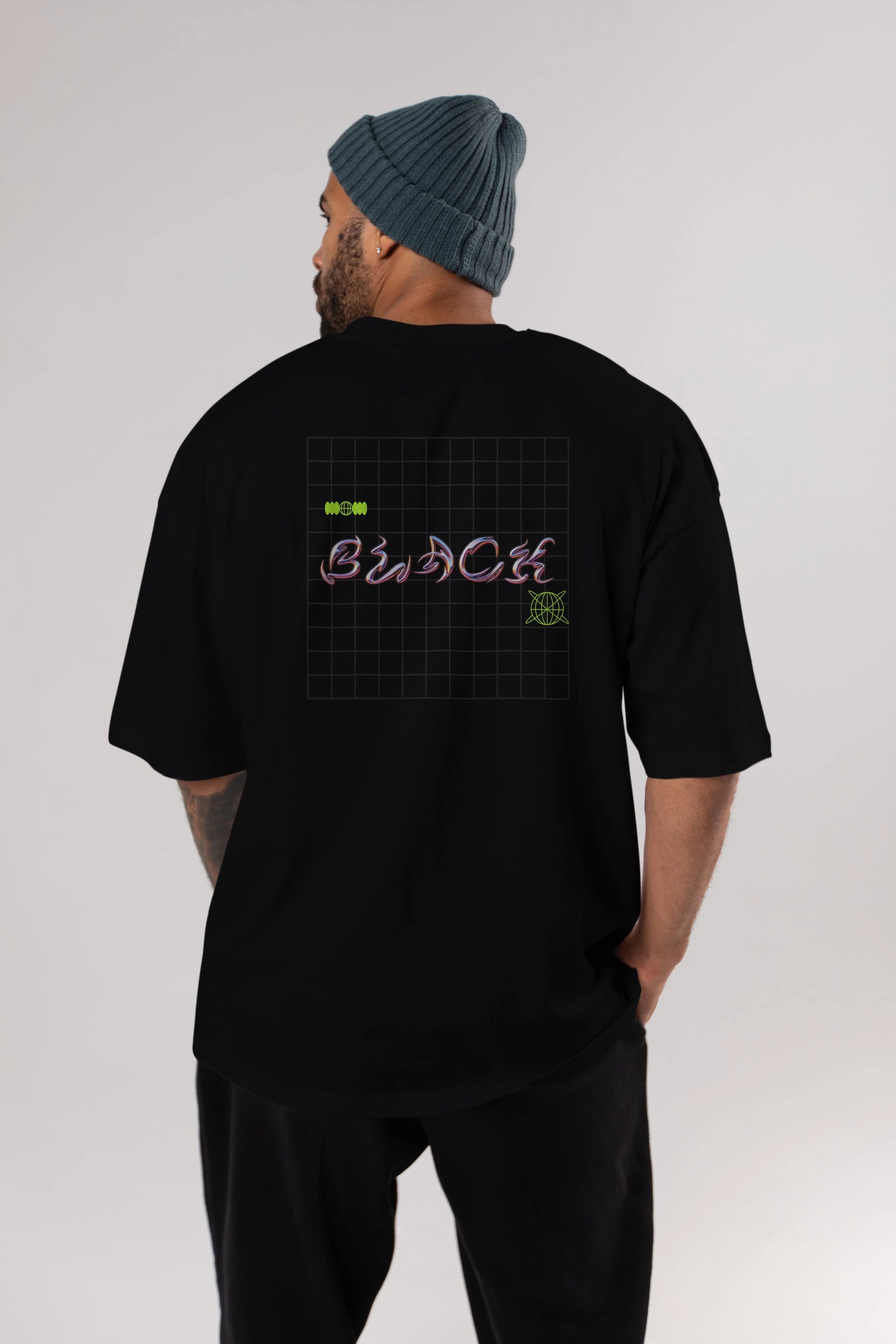 Black Yazılı Arka Baskılı Oversize t-shirt Erkek Kadın Unisex