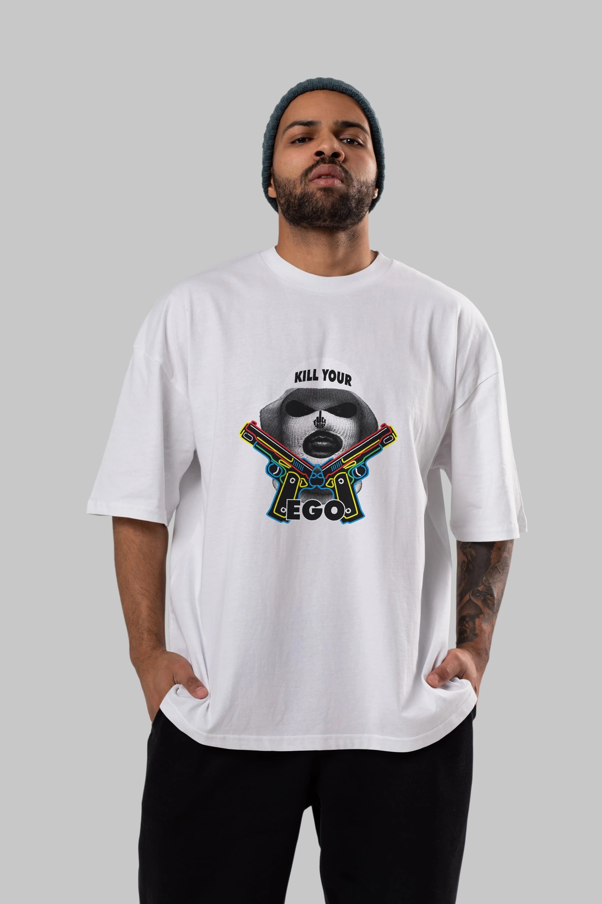 Kill Your Ego Ön Baskılı Oversize t-shirt Erkek Kadın Unisex