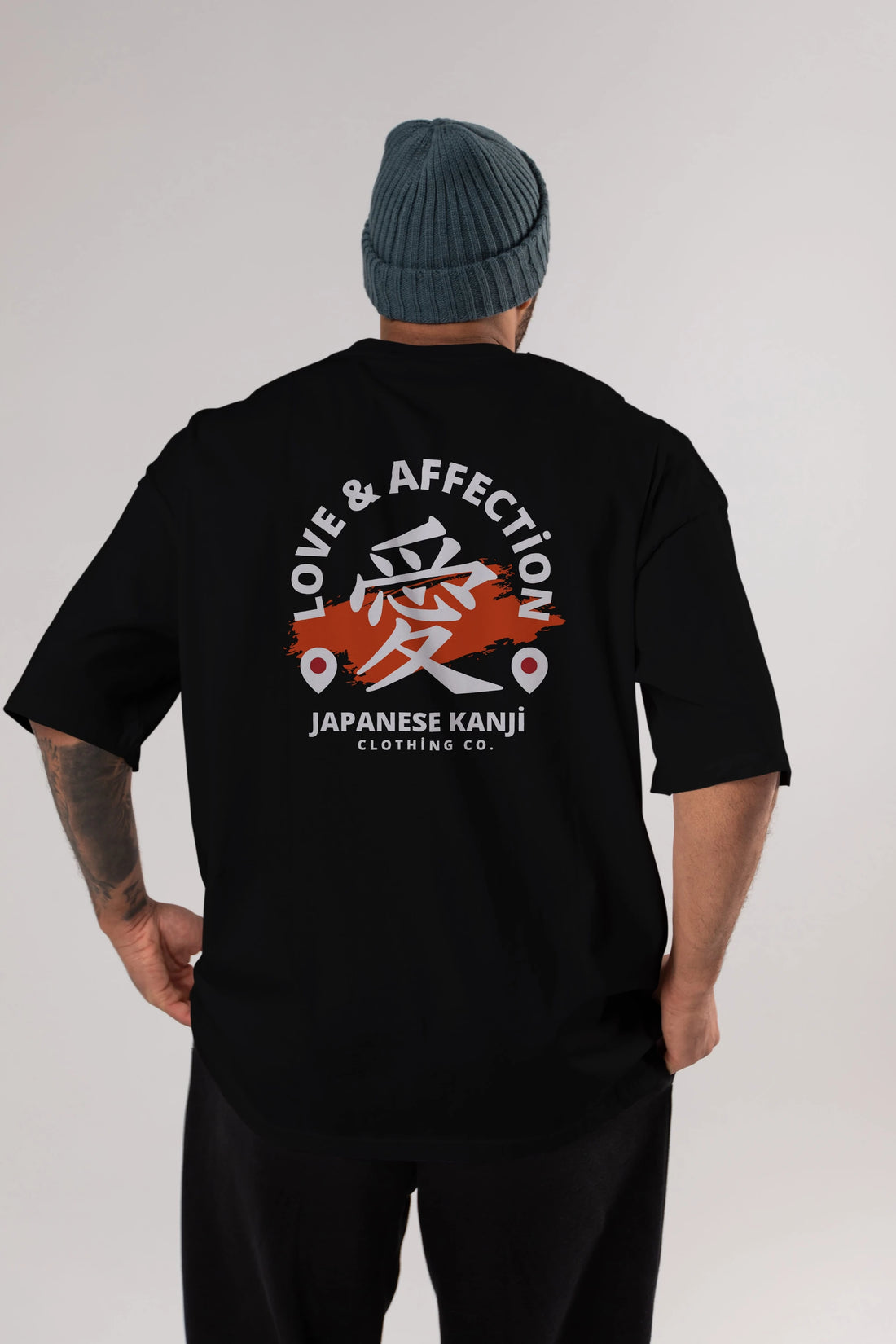 Love Affection Japanese Yazılı Arka Baskılı Oversize t-shirt Erkek Kadın Unisex
