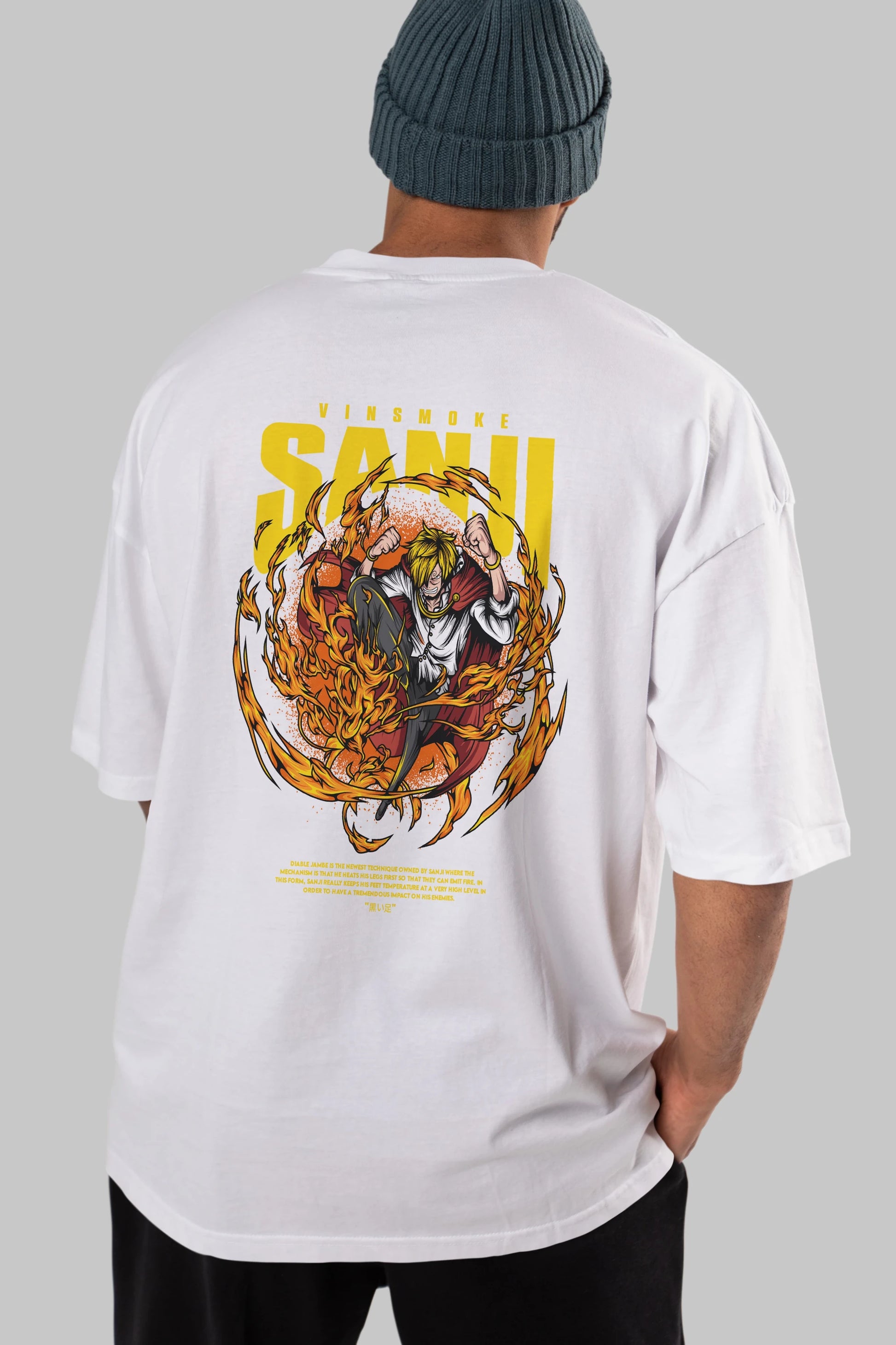 Vinsmoke Sanji Anime Arka Baskılı Oversize t-shirt Erkek Kadın Unisex