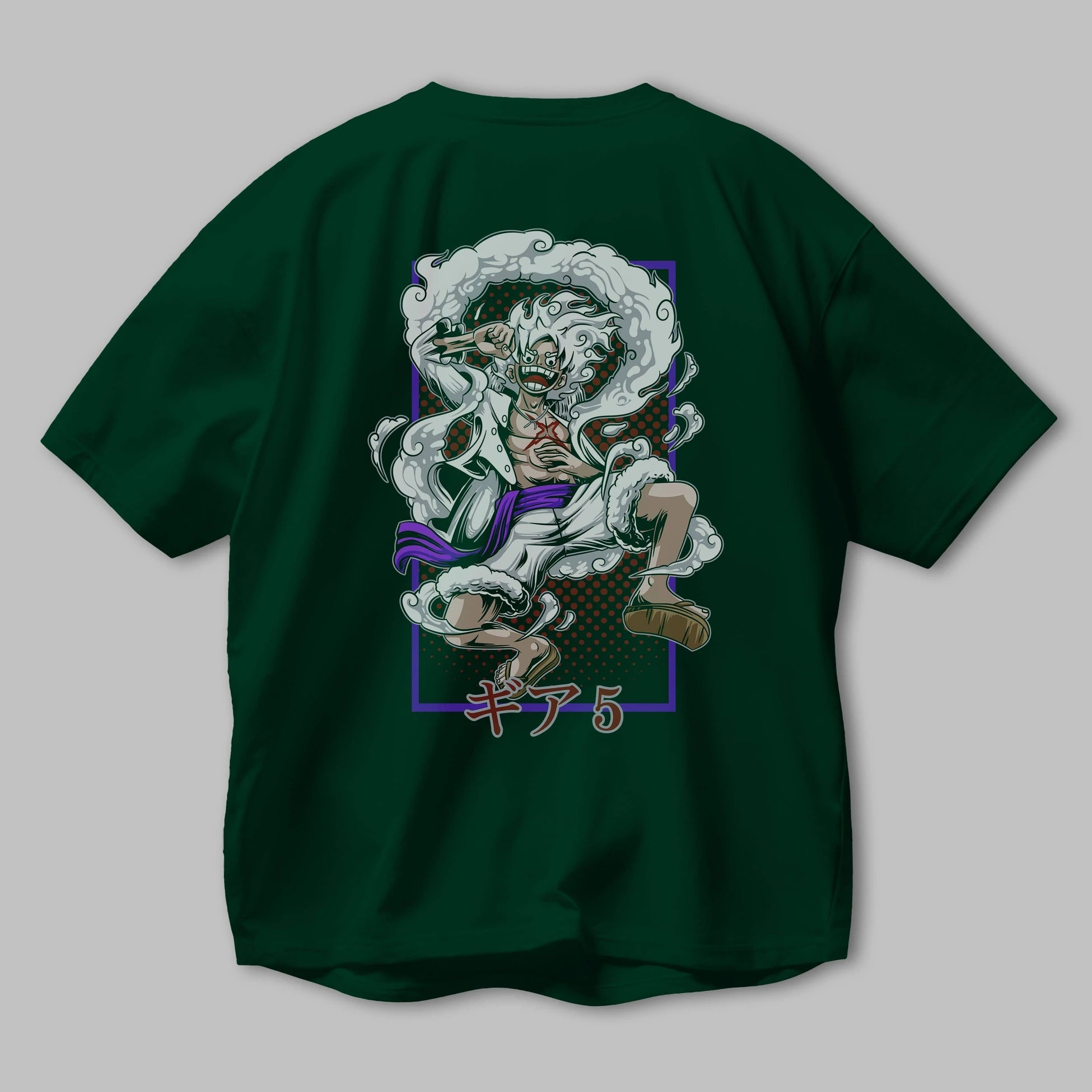 LUFFY GEAR 5 RECUADRO Anime Arka Baskılı Oversize t-shirt Erkek Kadın Unisex