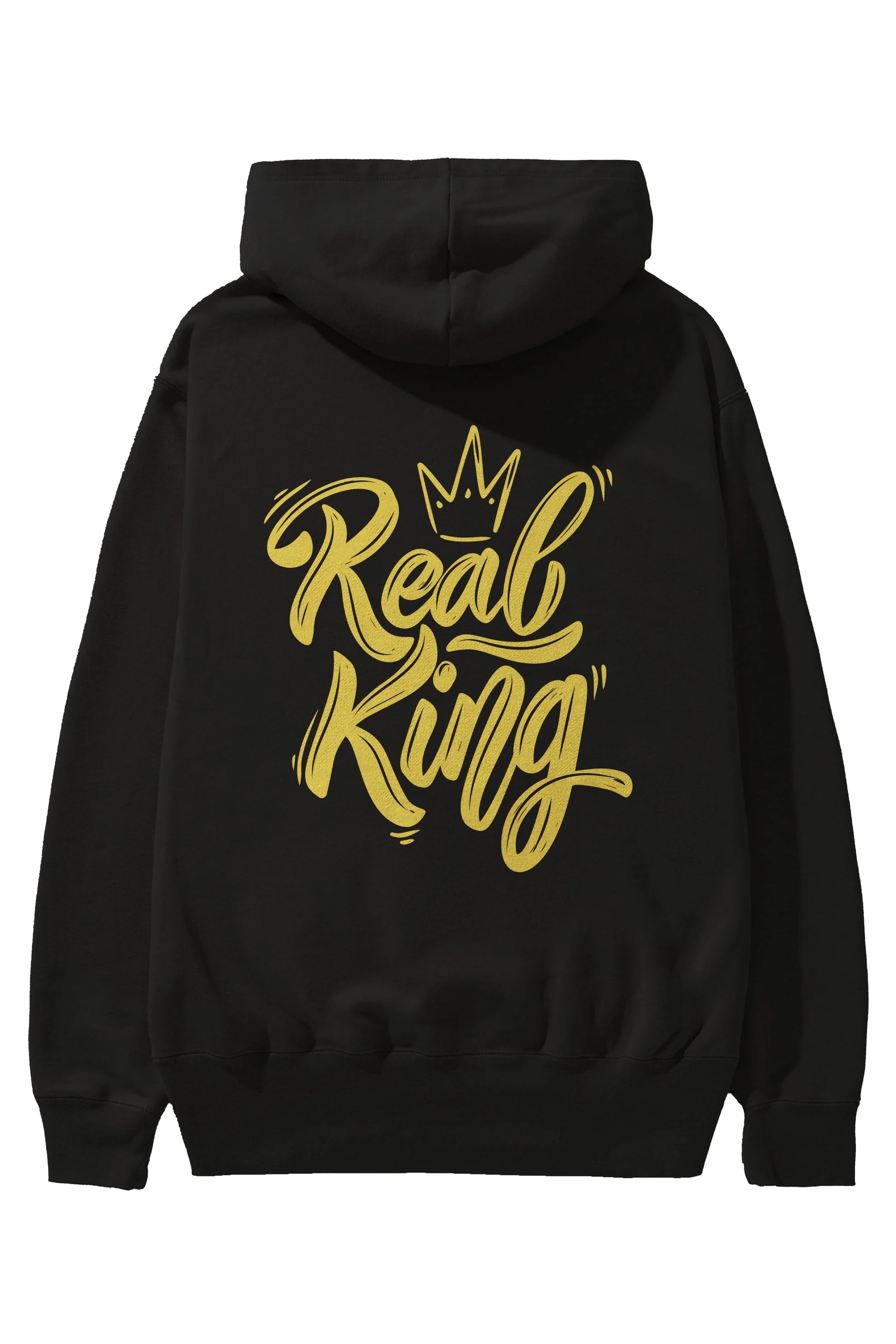 Real King Yazılı Arka Baskılı Oversize Hoodie Kapüşonlu Sweatshirt Erkek Kadın Unisex